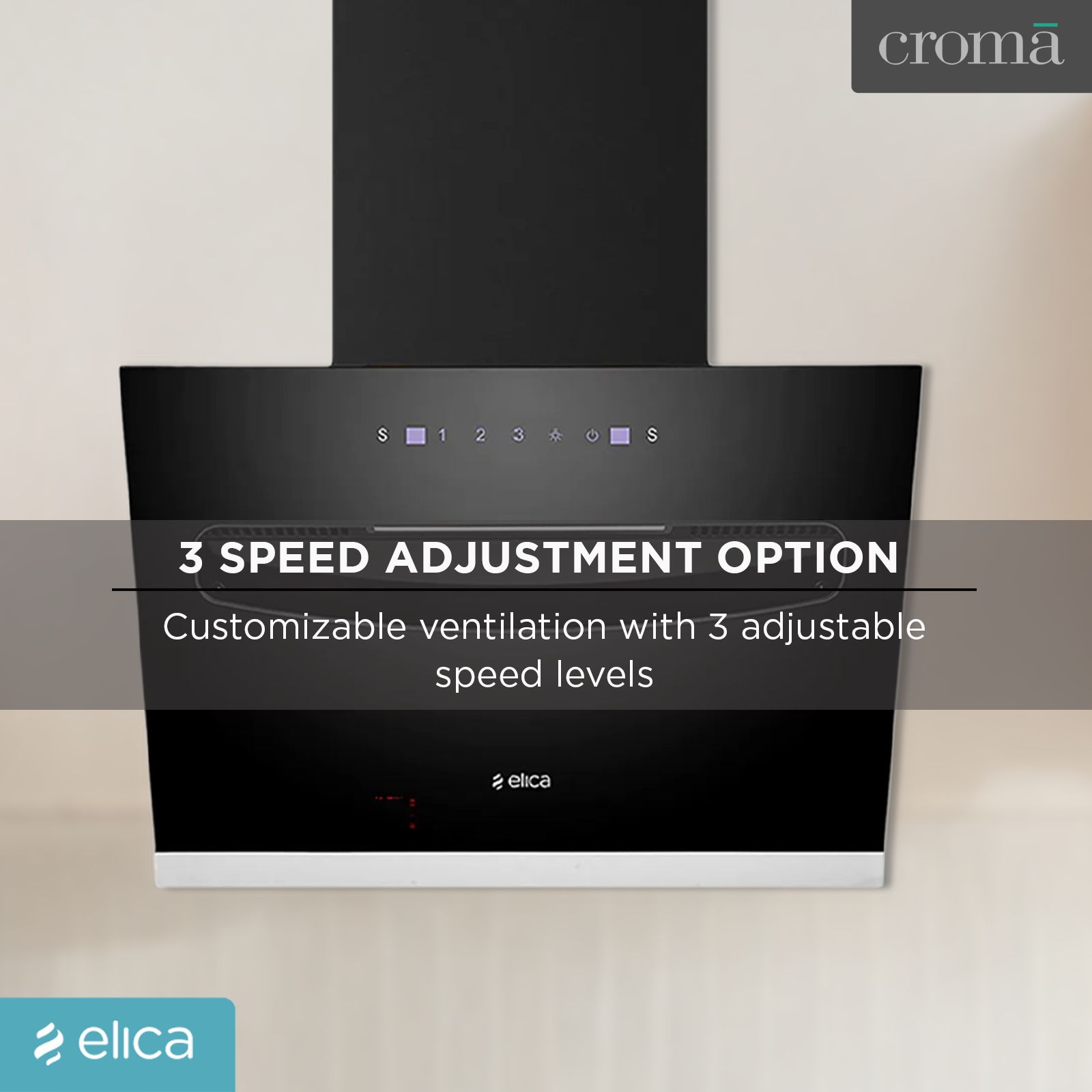 elica EFL S 607 VMS 60cm 1200m3/hr Ducted Auto Clean Wall Mounted Chimney with Touch Control Panel (Black) elica EFL S 607 VMS 60cm 1200m3/hr Ducted Auto Clean Wall Mounted Chimney with Touch Control Panel (Black)_17