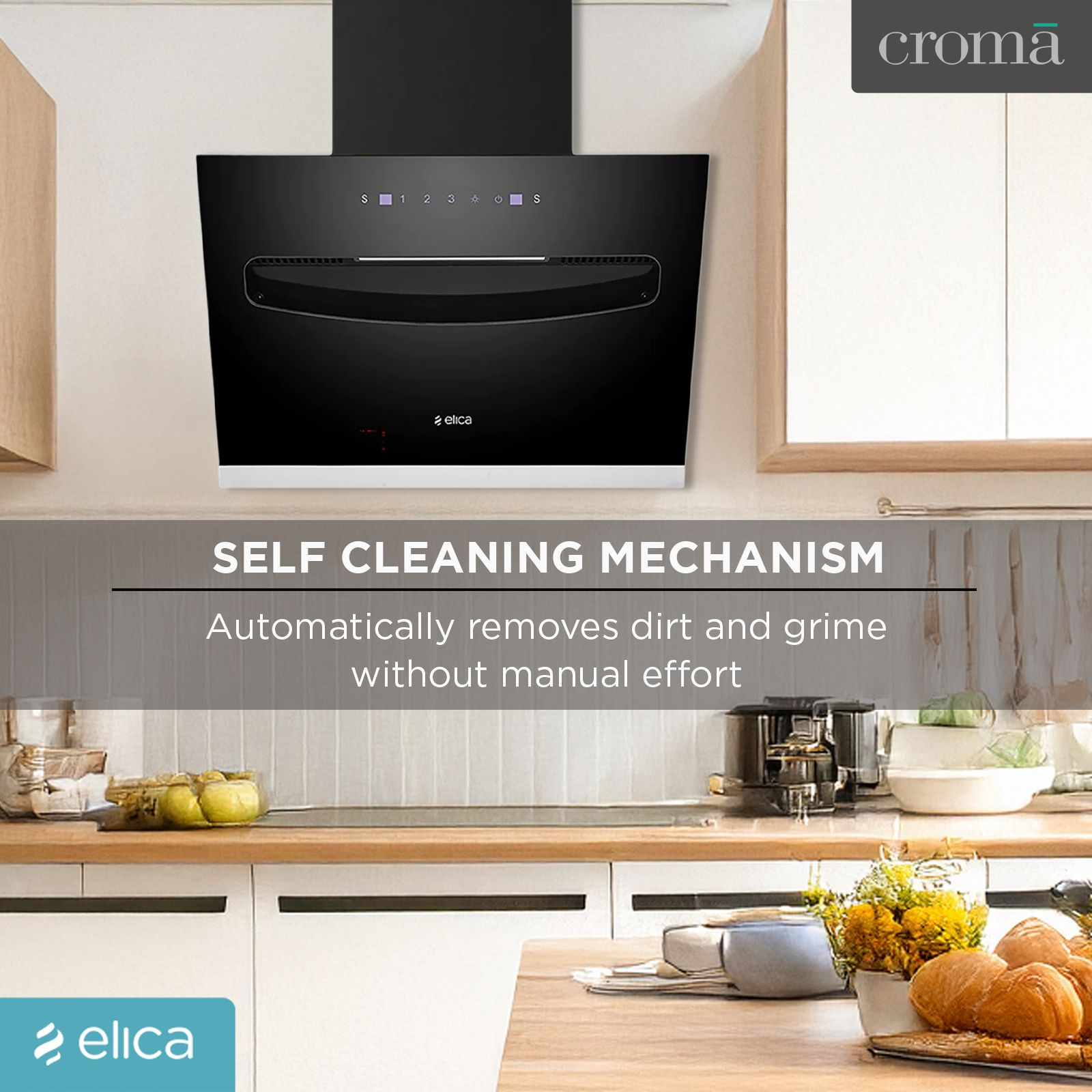elica EFL S 607 VMS 60cm 1200m3/hr Ducted Auto Clean Wall Mounted Chimney with Touch Control Panel (Black) elica EFL S 607 VMS 60cm 1200m3/hr Ducted Auto Clean Wall Mounted Chimney with Touch Control Panel (Black)_19