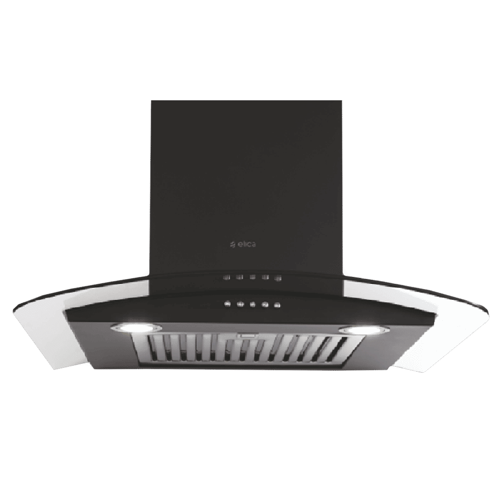 elica GLACE SF ETB PLUS LTW 60 NERO PB LED 60cm 1220m3/hr Ducted Wall Mounted Chimney with Push Button Control (Black)_1
