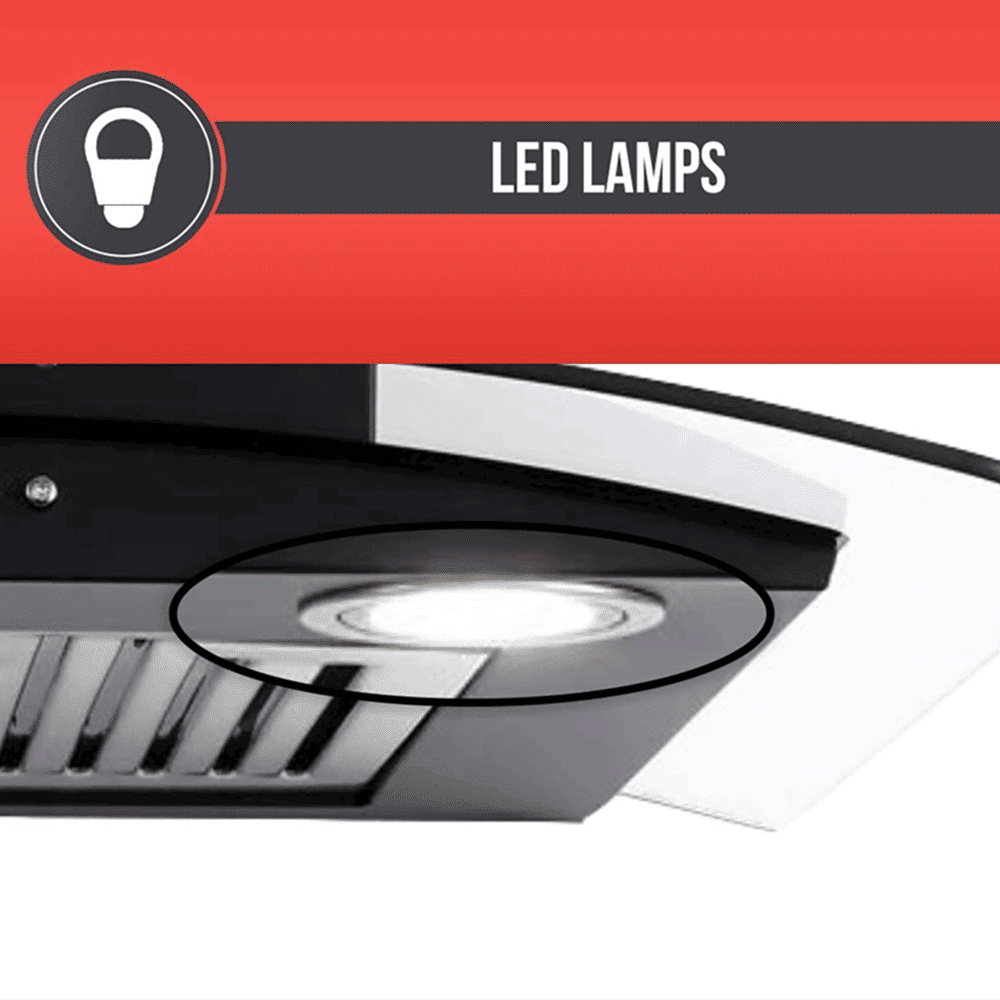 elica GLACE SF ETB PLUS LTW 60 NERO PB LED 60cm 1220m3/hr Ducted Wall Mounted Chimney with Push Button Control (Black)_7