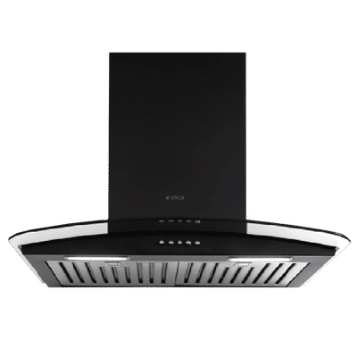 elica GLACE TF ETB PLUS LTW 60 NERO PB LED 60cm 1220m3/hr Ducted Wall Mounted Chimney with Push Button Control (Black)