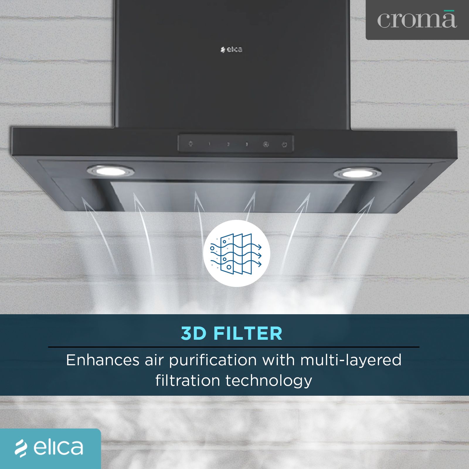 elica SPOT H4 TRIM EDS HE LTW NERO T4V 60cm 1000m3/hr Ducted Wall Mounted Chimney with Touch Control (Black)_9