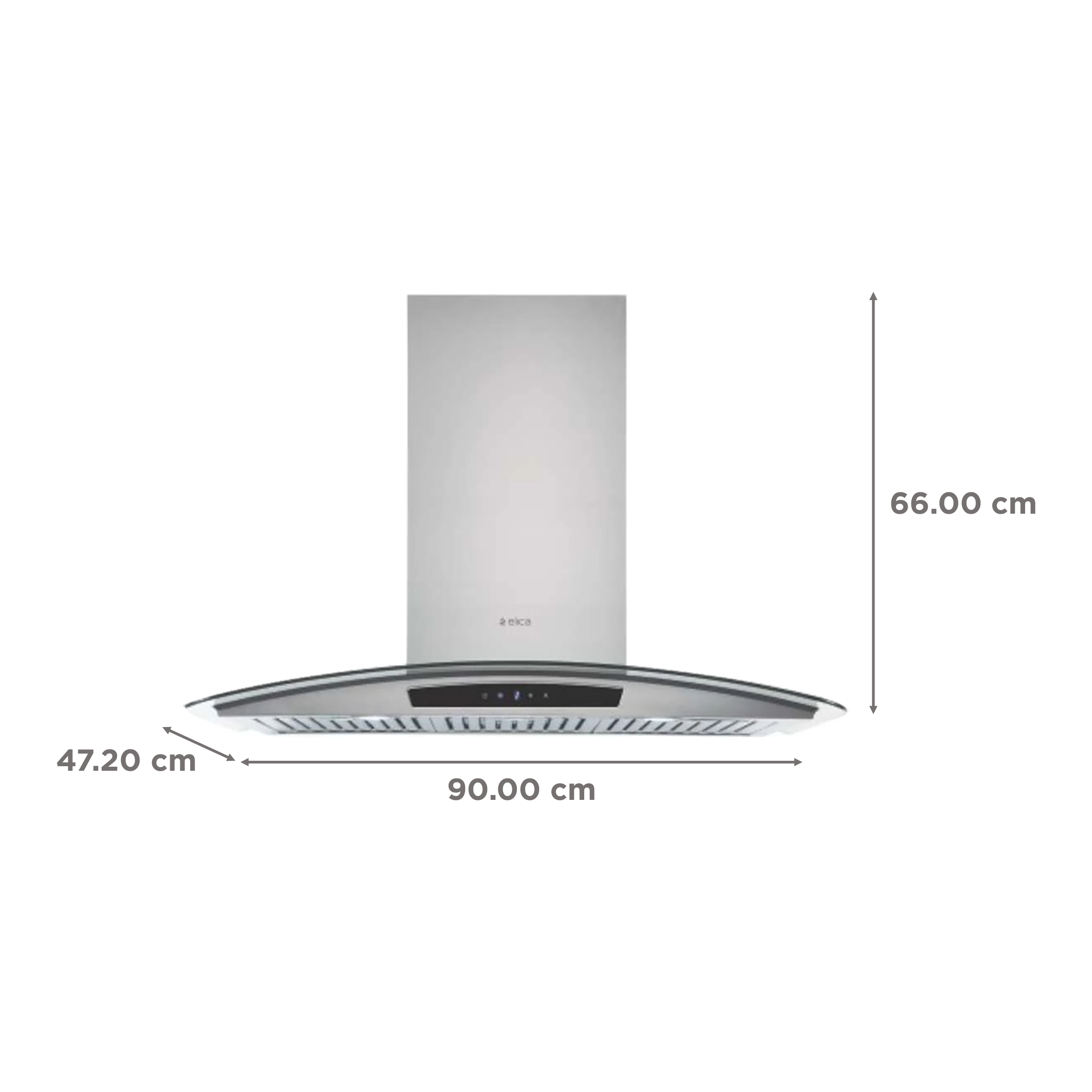 elica GLACE TRIM ETB PLUS LTW 903 TC3V 90cm 1220m3/hr Ducted Wall Mounted Chimney with Touch Control Panel (Steel)_2