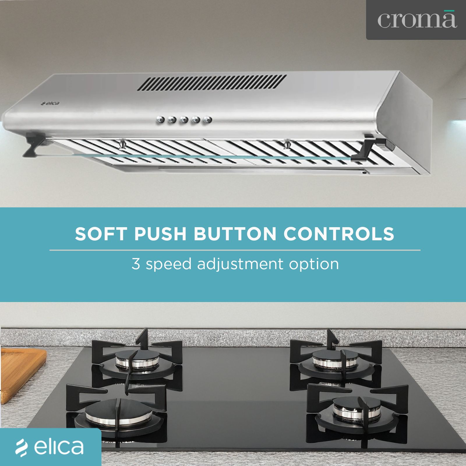 elica CBF 602 SS 60cm 670m3/hr Ducted Wall Mounted Chimney with Push Button Control (Stainless Steel)_7