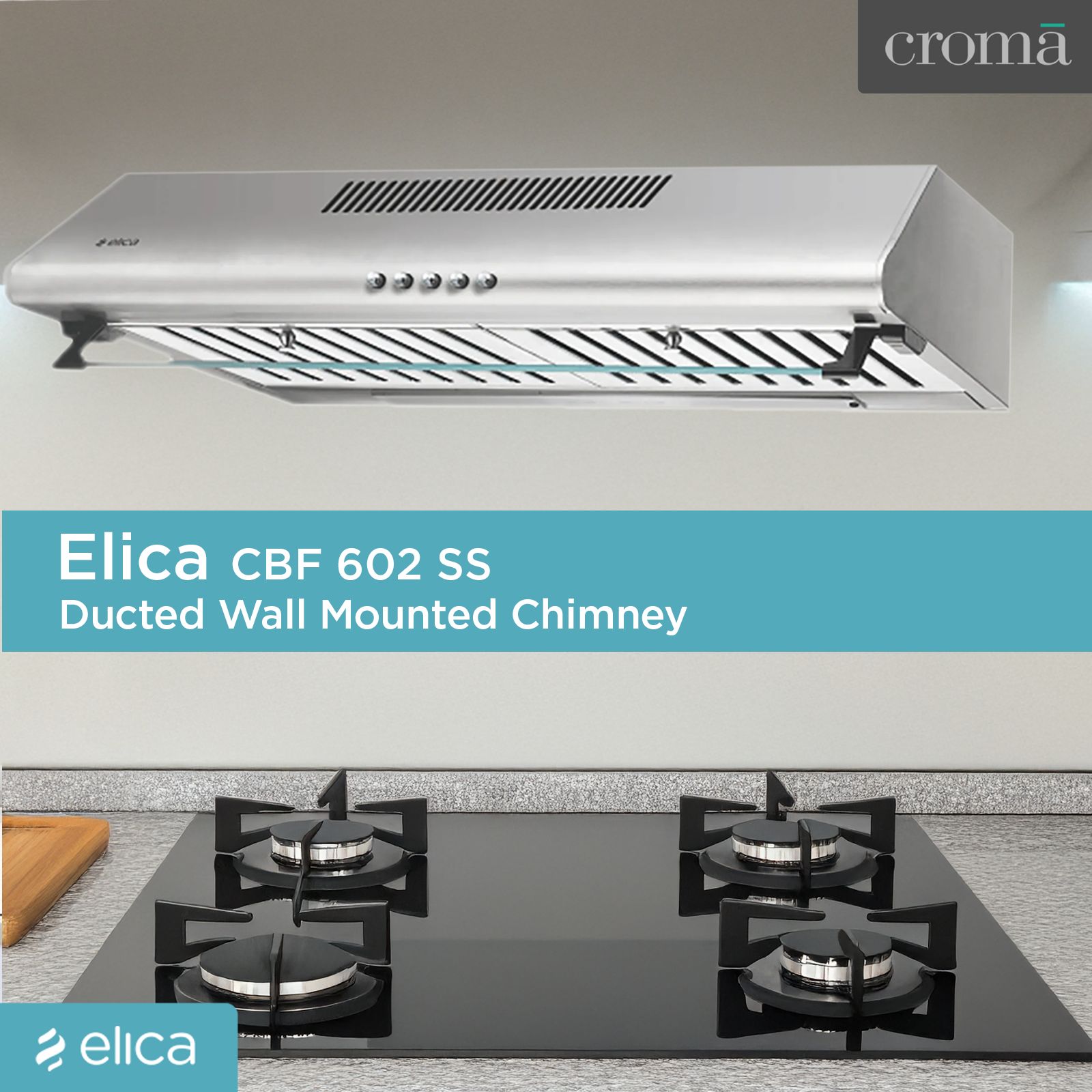 elica CBF 602 SS 60cm 670m3/hr Ducted Wall Mounted Chimney with Push Button Control (Stainless Steel)_4