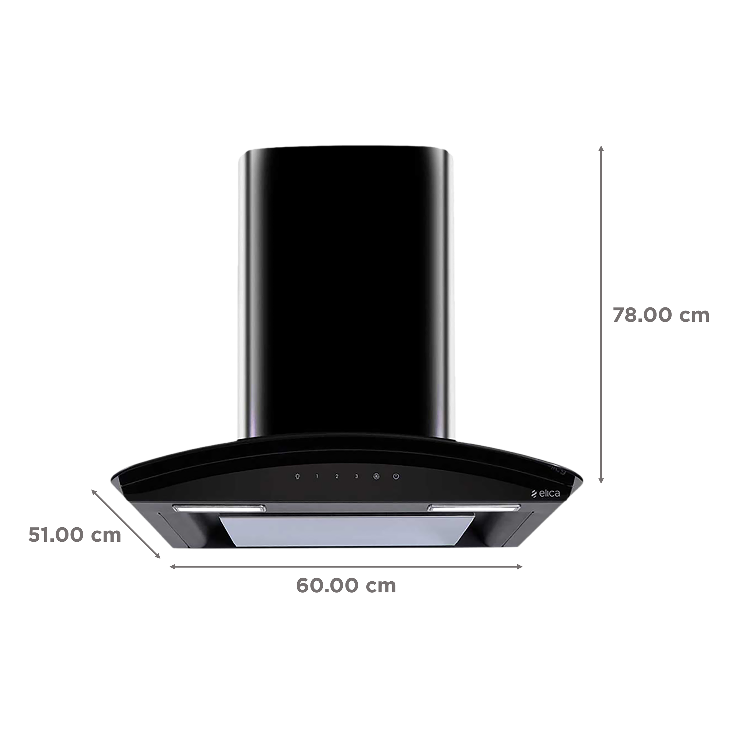 elica GLACE EDS 60 BK NERO T4V LED 60cm 1010m3/hr Ducted Wall Mounted Chimney with Touch Control Panel (Black) elica GLACE EDS 60 BK NERO T4V LED 60cm 1010m3/hr Ducted Wall Mounted Chimney with Touch Control Panel (Black)_2