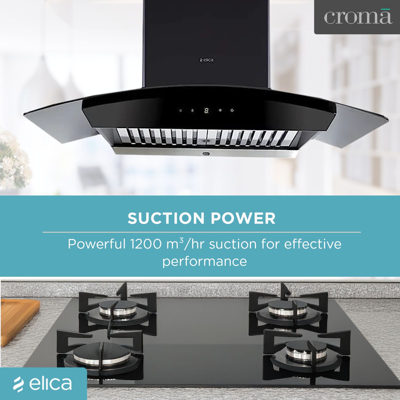 elica WDAT HAC 90 NERO 90cm 1200m3/hr Ducted Auto Clean Wall Mounted Chimney with Touch Control Panel (Black)_9