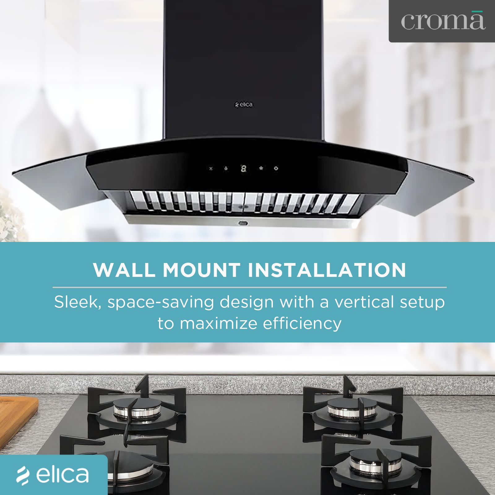 elica WDAT HAC 90 NERO 90cm 1200m3/hr Ducted Auto Clean Wall Mounted Chimney with Touch Control Panel (Black)_12