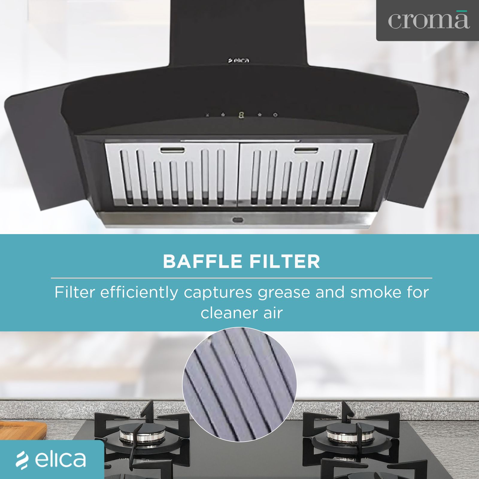 elica WDAT HAC 90 NERO 90cm 1200m3/hr Ducted Auto Clean Wall Mounted Chimney with Touch Control Panel (Black)_13