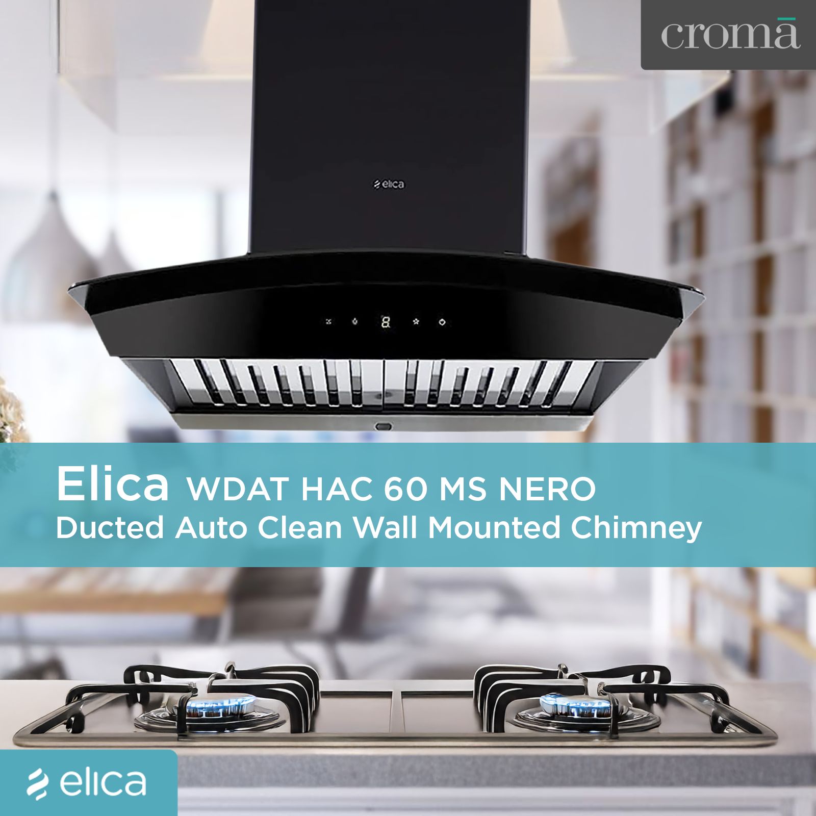 elica WDAT HAC NERO 60cm 1200m3/hr Ducted Auto Clean Wall Mounted Chimney with Touch Control Panel (Black) elica WDAT HAC NERO 60cm 1200m3/hr Ducted Auto Clean Wall Mounted Chimney with Touch Control Panel (Black)_14