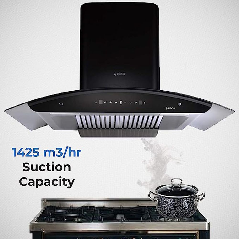 elica WD TBF HAC 90 MS NERO 90cm 1500m3/hr Ductless Auto Clean Wall Mounted Chimney with Motion Sensing Technology (Black)_6