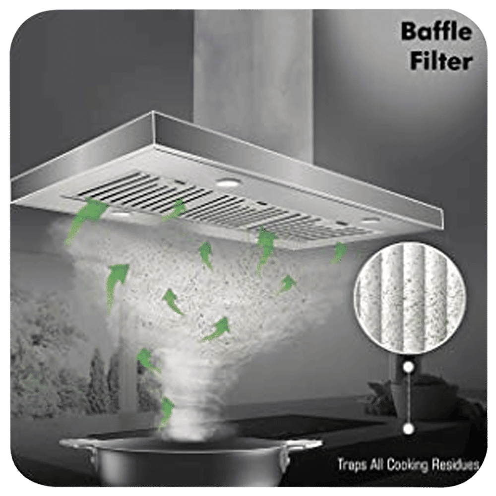 elica STRIP BF 60 SS 60cm 880m3/hr Ducted Wall Mounted Chimney with Push Button Control (Silver)_10