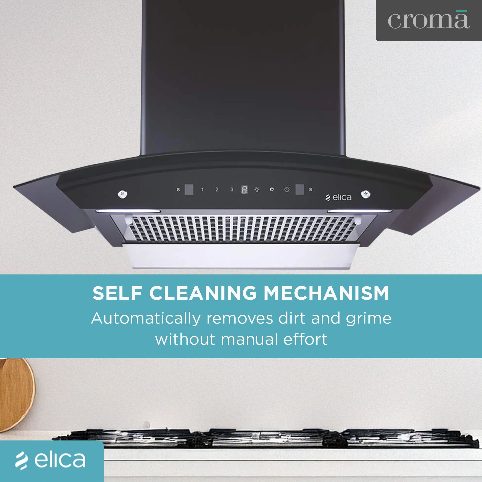 elica WDFL 606 HAC LTW MS NERO 60cm 1200m3/hr Ducted Auto Clean Wall Mounted Chimney with Touch Control Panel (Black)_19