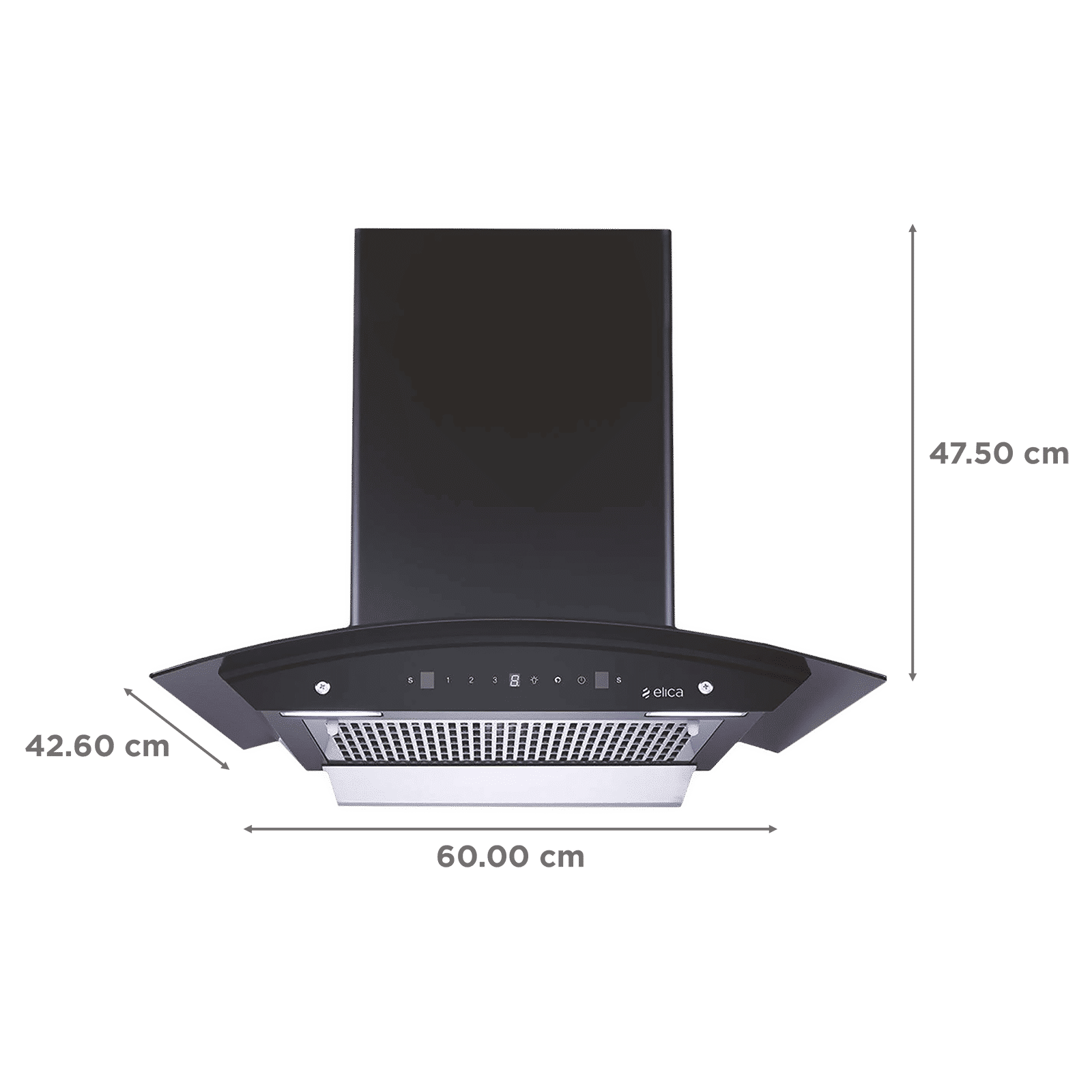 elica WDFL 606 HAC LTW MS NERO 60cm 1200m3/hr Ducted Auto Clean Wall Mounted Chimney with Touch Control Panel (Black)_2