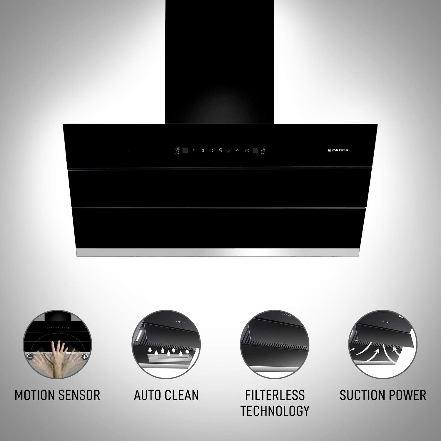 FABER Hood Zenith FL SC AC BK 90cm 1350m3/hr Ducted Auto Clean Wall Mounted Chimney with Touch Control (Black) FABER Hood Zenith FL SC AC BK 90cm 1350m3/hr Ducted Auto Clean Wall Mounted Chimney with Touch Control (Black)_8
