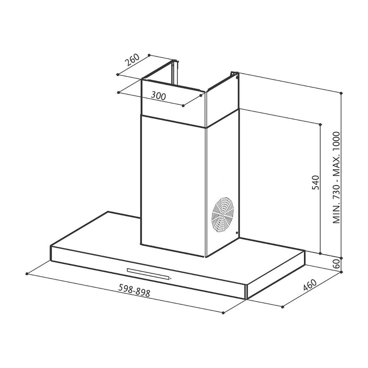 FABER STILUX 3D T2S2 BK TC LTW 60cm 1095m3/hr Ducted Auto Clean Wall Mounted Chimney with Touch Control Panel (Black) FABER STILUX 3D T2S2 BK TC LTW 60cm 1095m3/hr Ducted Auto Clean Wall Mounted Chimney with Touch Control Panel (Black)_4