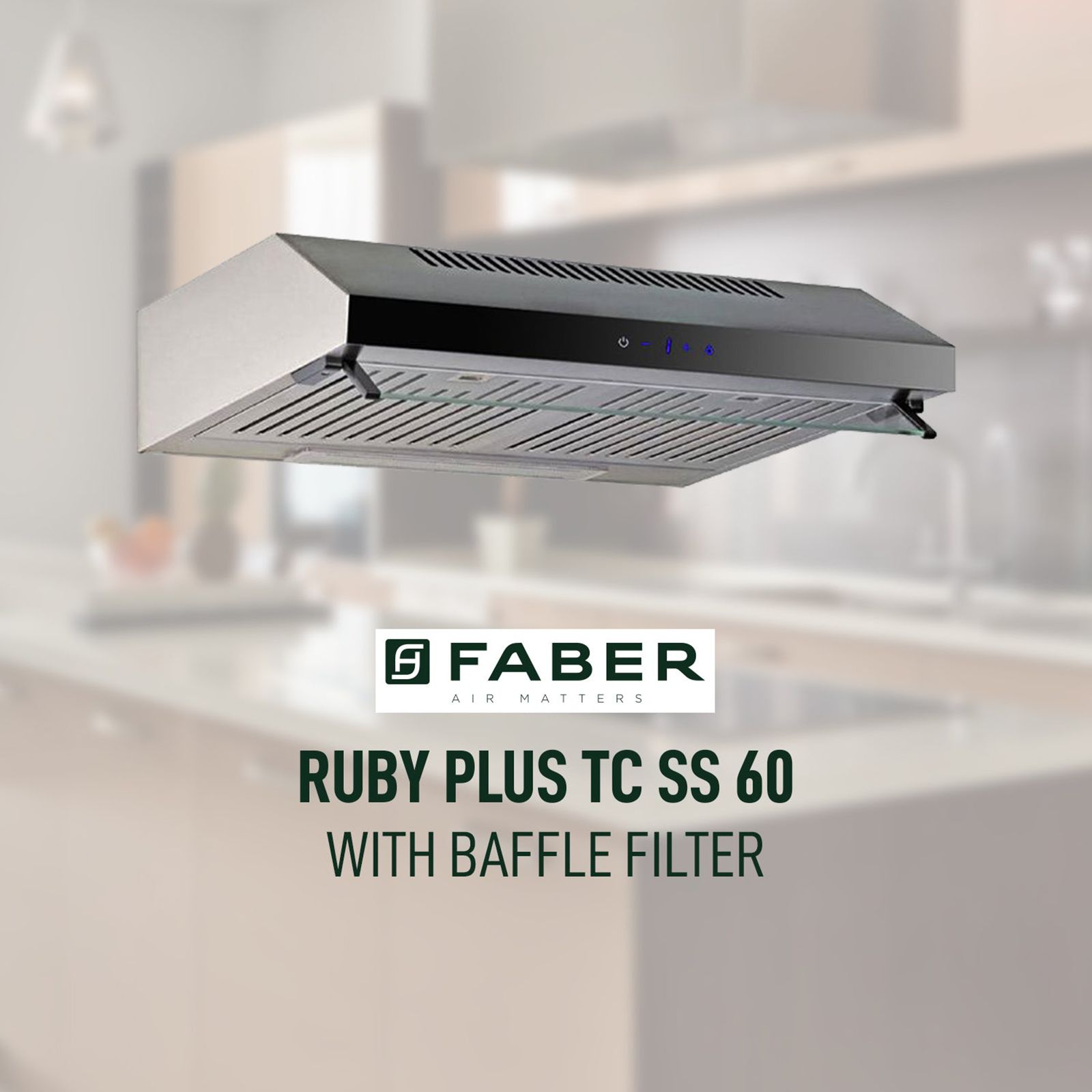 FABER RUBY XL TC SS 60cm 700m3/hr Ducted Wall Mounted Chimney with Touch Control (Stainless Steel) FABER RUBY XL TC SS 60cm 700m3/hr Ducted Wall Mounted Chimney with Touch Control (Stainless Steel)_4