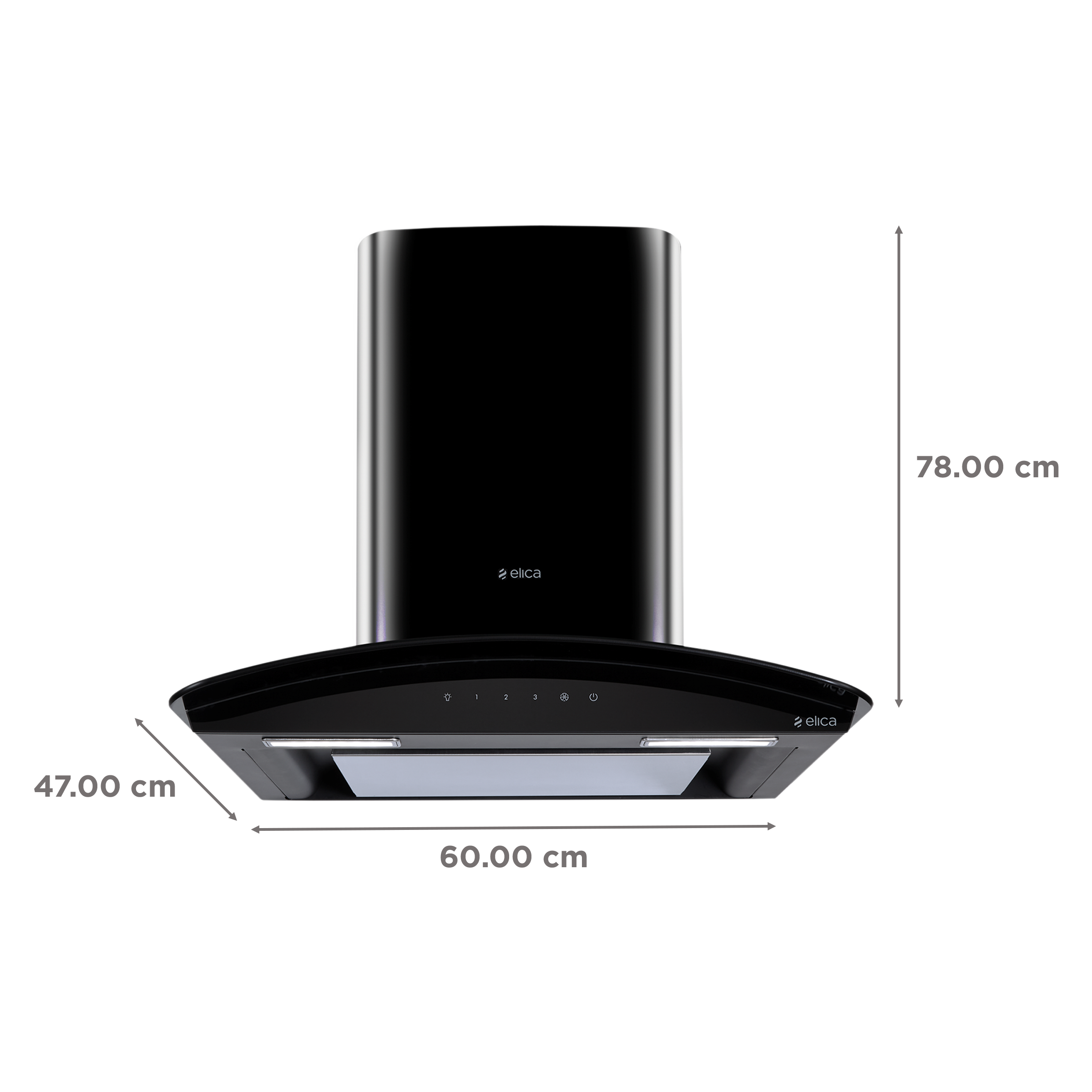elica GLACE EDS PLUS LTW 60 BK NERO T4V LED 60cm 1220m3/hr Ducted Wall Mounted Chimney with Touch Control (Black)_2