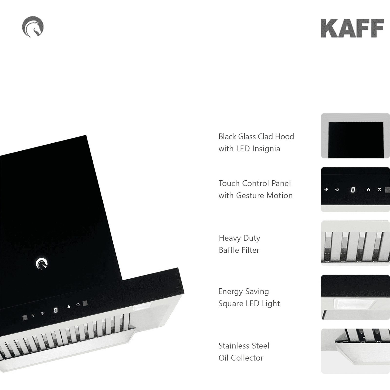 KAFF VITO DHC 60cm 1180m3/hr Ducted Auto Clean Wall Mounted Chimney with Touch Control Panel (Black) KAFF VITO DHC 60cm 1180m3/hr Ducted Auto Clean Wall Mounted Chimney with Touch Control Panel (Black)_5