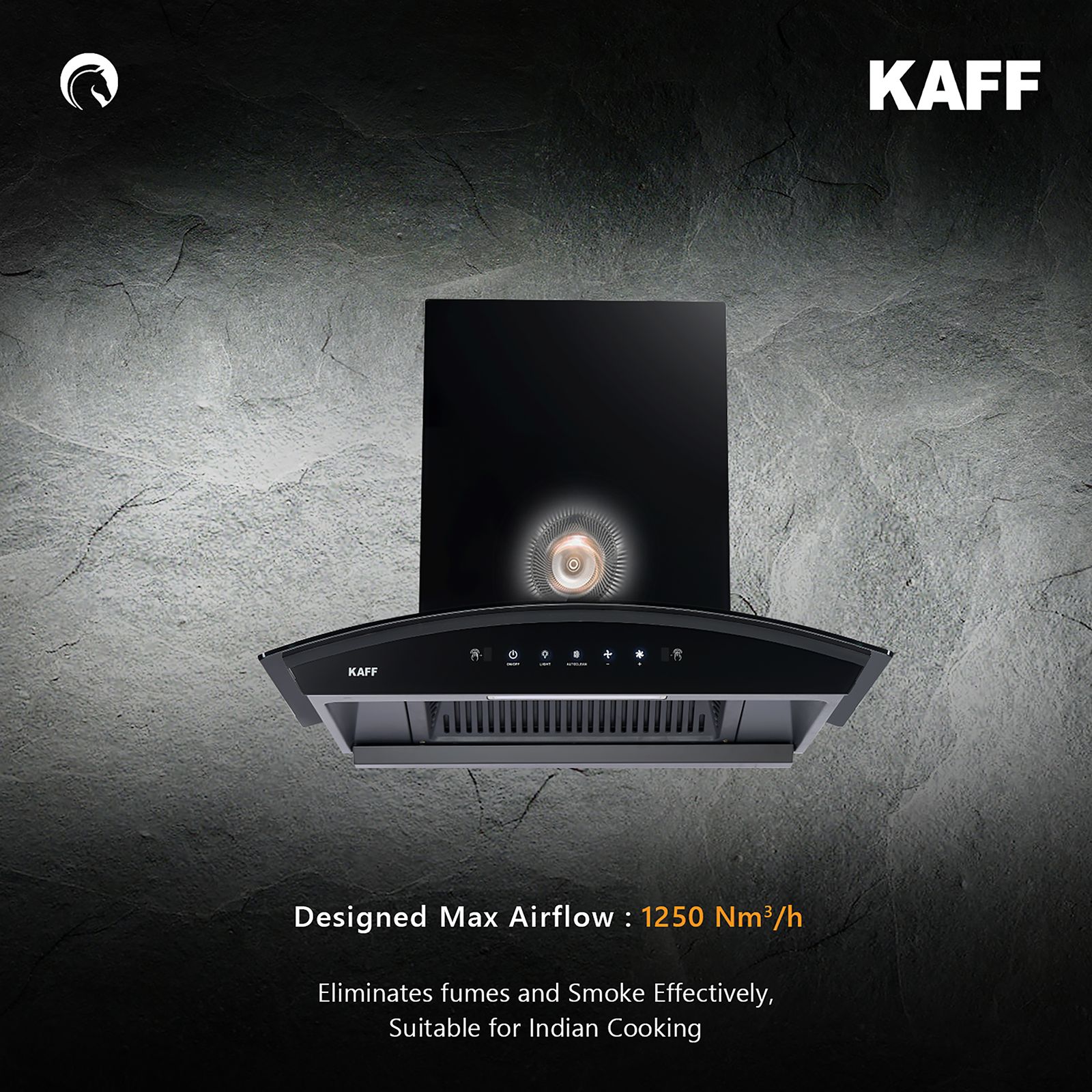 KAFF VASCO DHC 75cm 1250m3/hr Ducted Auto Clean Wall Mounted Chimney with Touch Control Panel (Black) KAFF VASCO DHC 75cm 1250m3/hr Ducted Auto Clean Wall Mounted Chimney with Touch Control Panel (Black)_18