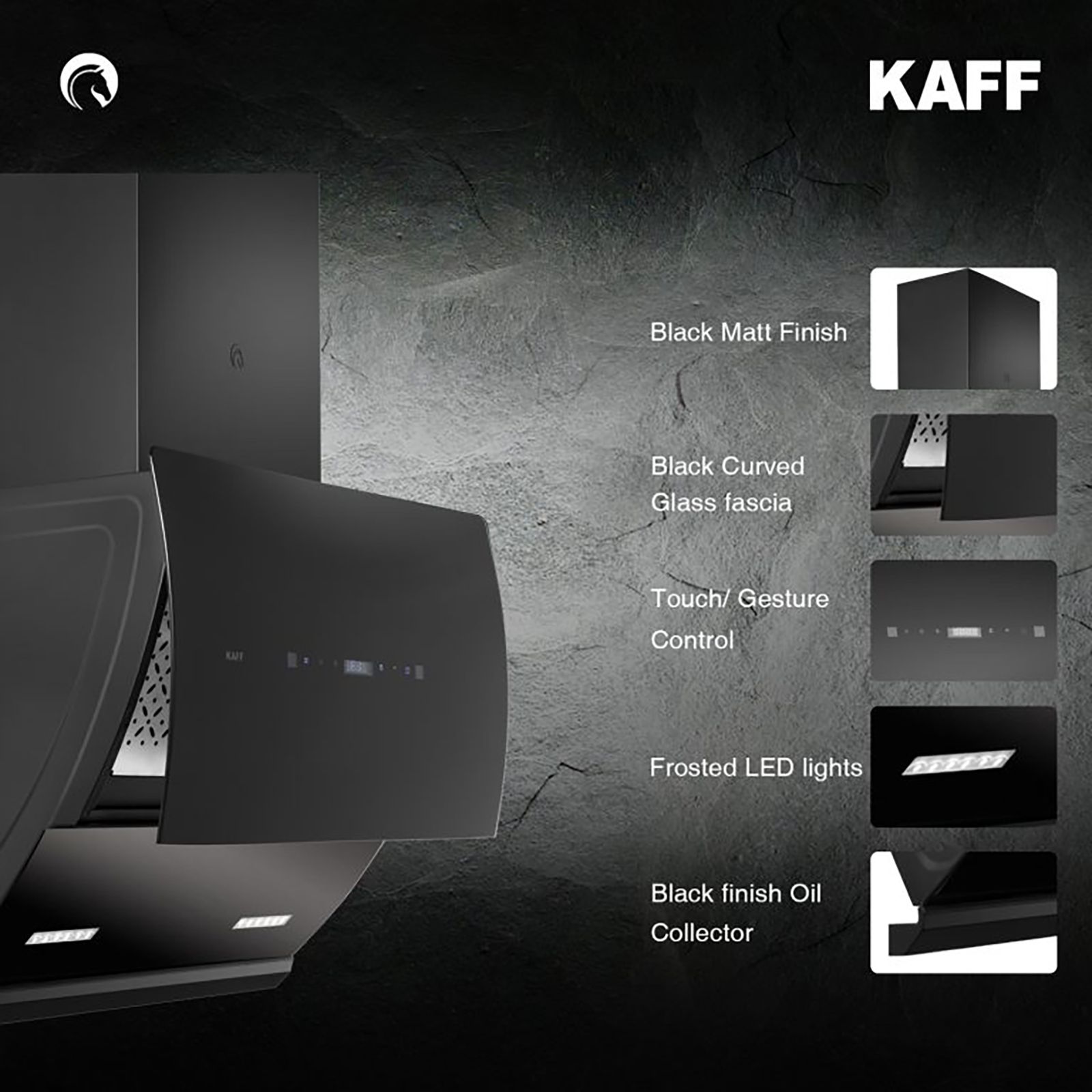 KAFF LYRA DHC 60cm 1250m3/hr Ducted Auto Clean Wall Mounted Chimney with Thermostatic Touch Control (Black) KAFF LYRA DHC 60cm 1250m3/hr Ducted Auto Clean Wall Mounted Chimney with Thermostatic Touch Control (Black)_11