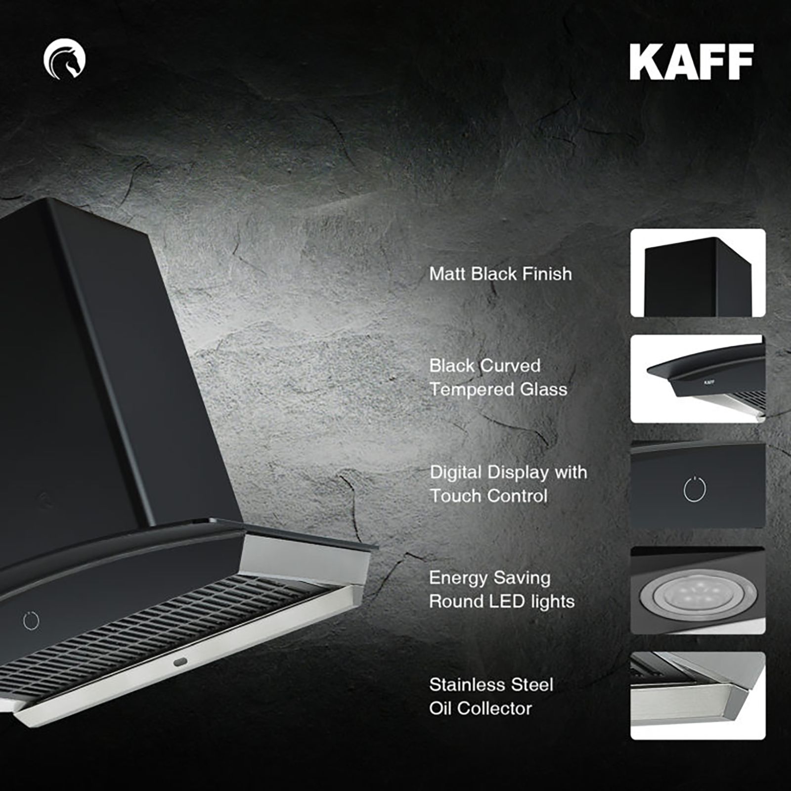KAFF ROVER DHC 60cm 1180m3/hr Ducted Auto Clean Wall Mounted Chimney with Thermostatic Touch Control Panel (Black) KAFF ROVER DHC 60cm 1180m3/hr Ducted Auto Clean Wall Mounted Chimney with Thermostatic Touch Control Panel (Black)_6