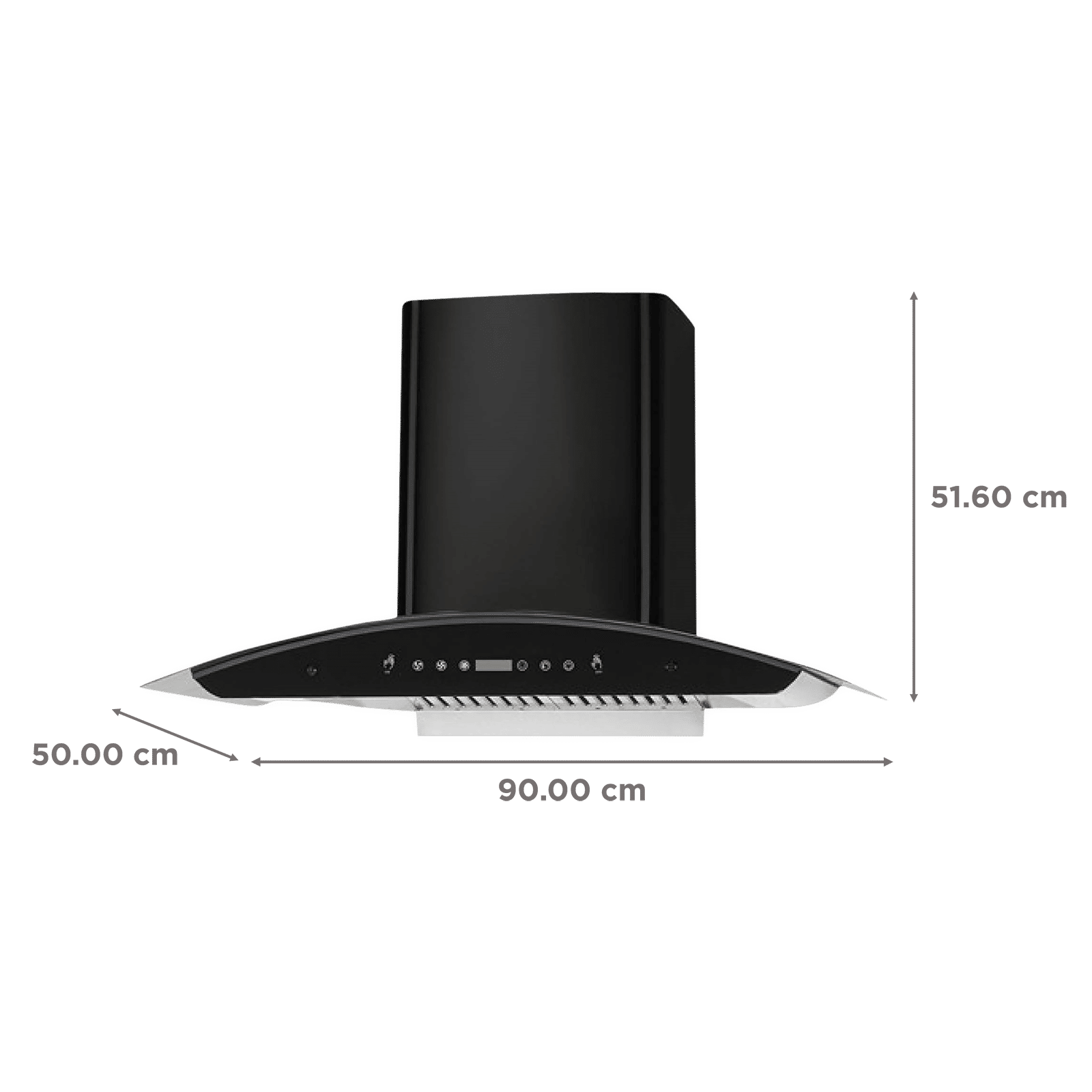 KAFF PRIMA TX DHC 90cm 1180m3/hr Ducted Auto Clean Wall Mounted Chimney with Thermostatic Touch Control Panel (Black)_2