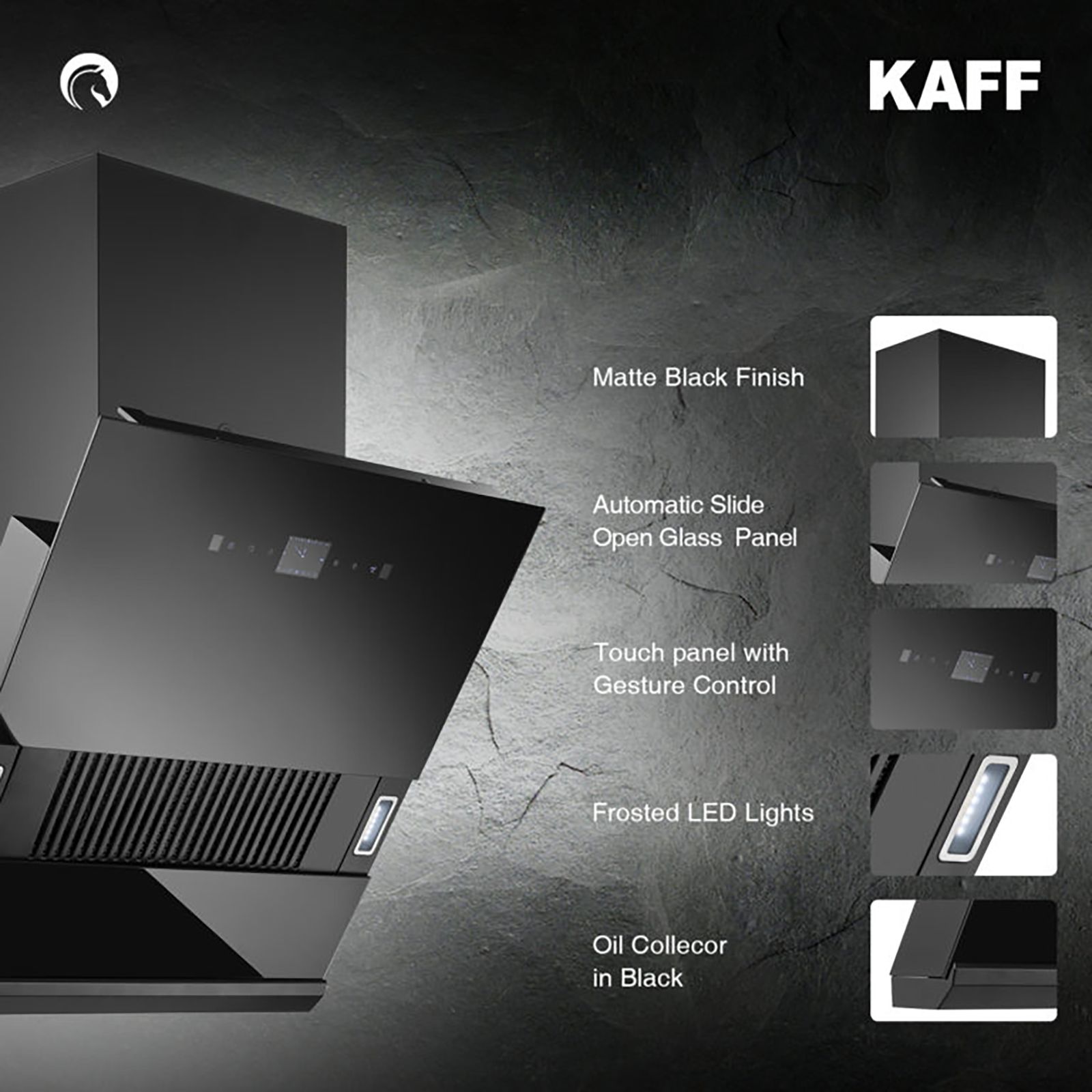 KAFF HAWK DHC 60cm 1180m3/hr Ducted Auto Clean Wall Mounted Chimney with Thermostatic Touch Control Panel (Black) KAFF HAWK DHC 60cm 1180m3/hr Ducted Auto Clean Wall Mounted Chimney with Thermostatic Touch Control Panel (Black)_11
