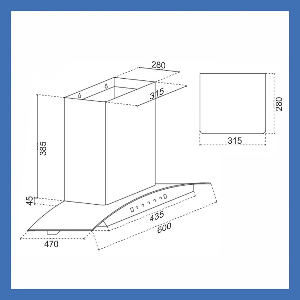 GLEN 6060 BL 60cm 1200m3/hr Ducted Auto Clean Wall Mounted Chimney with Touch Control Panel (Black)_8