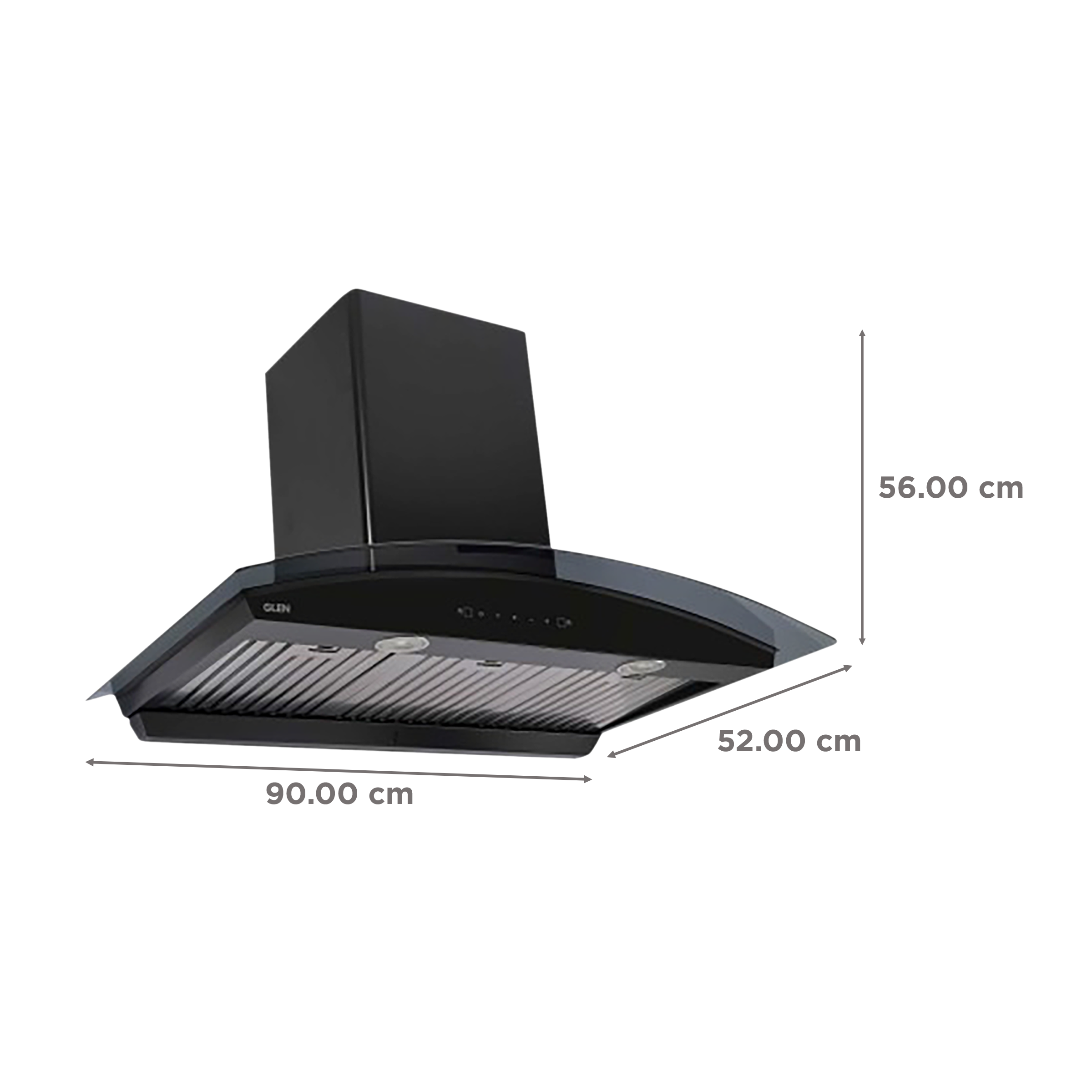 GLEN 6066 BL MS 90cm 1200m3/hr Ducted Wall Mounted Chimney with Touch Control Panel (Grey) GLEN 6066 BL MS 90cm 1200m3/hr Ducted Wall Mounted Chimney with Touch Control Panel (Grey)_2