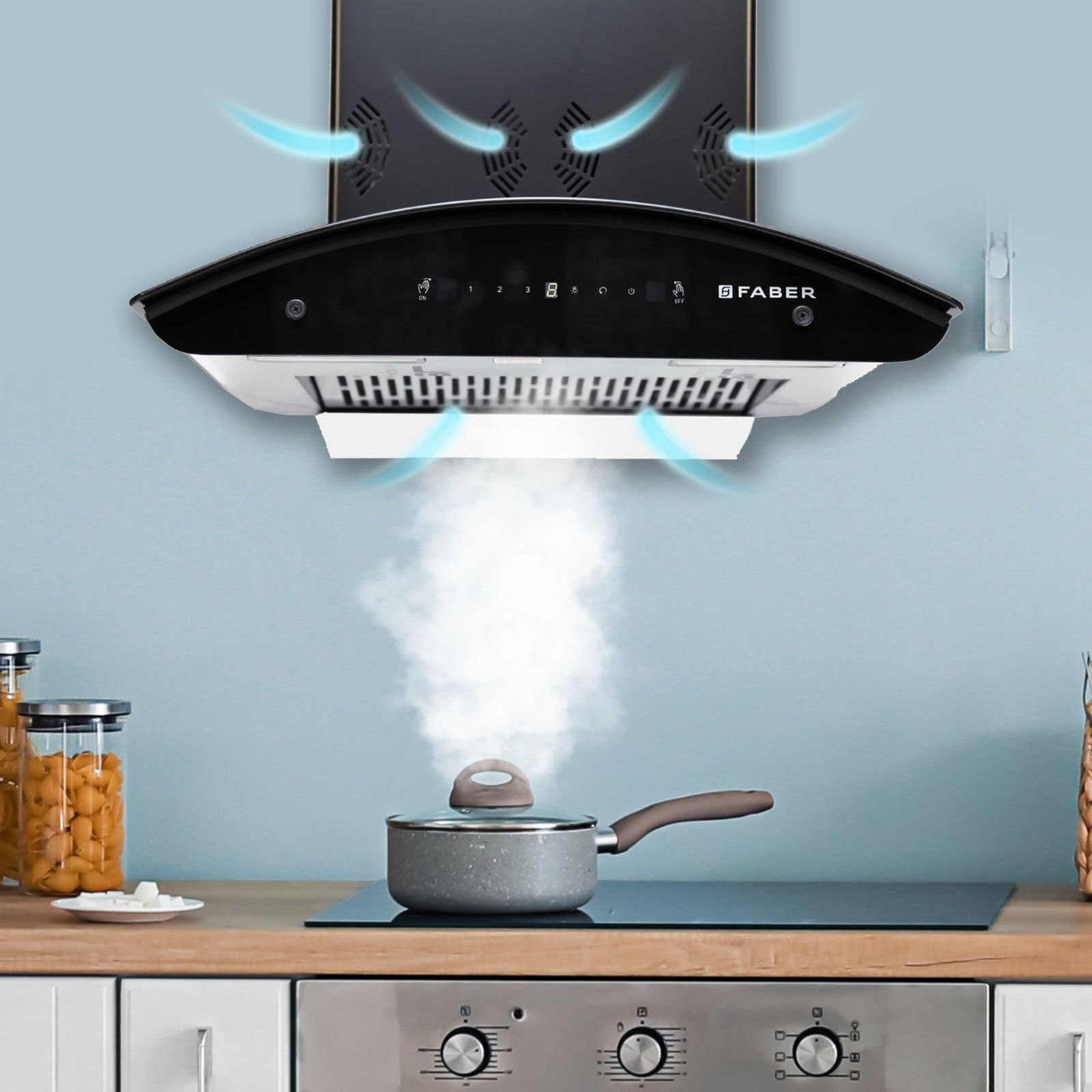 FABER Crest 3D Plus 60cm 1250m3/hr Ducted Auto Clean Wall Mounted Chimney with 3D Suction Power (Black) FABER Crest 3D Plus 60cm 1250m3/hr Ducted Auto Clean Wall Mounted Chimney with 3D Suction Power (Black)_6