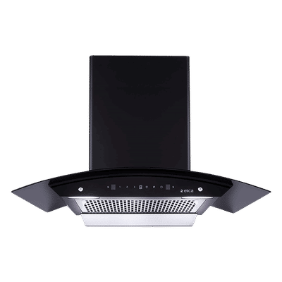 elica WDFL 906 HAC LTW MS NERO 90cm 1200m3/hr Ducted Auto Clean Wall Mounted Chimney with Touch Control Panel (Black)