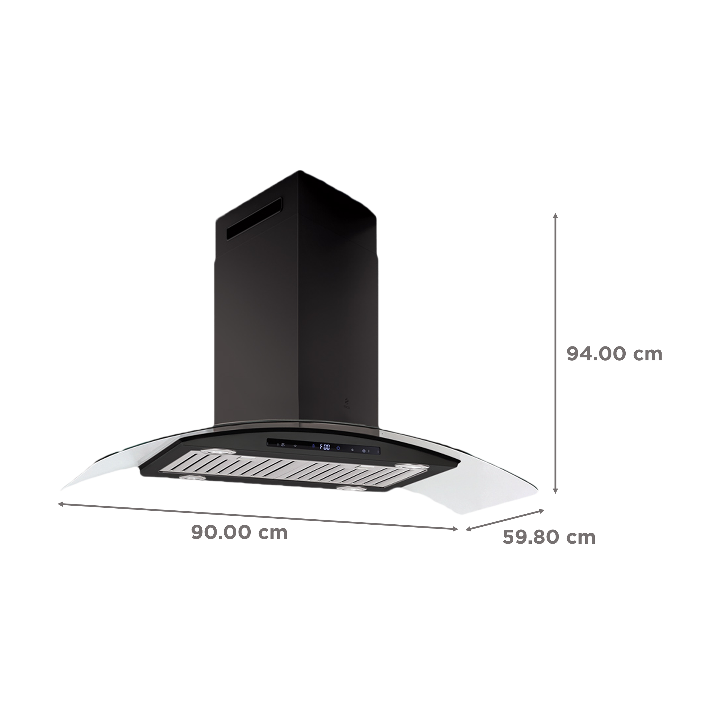 elica ISMART GLACE TRIM BF ISLAND LTW 90 90cm Ductless Ceiling Mounted Chimney with Motion Sensor (Black)_2