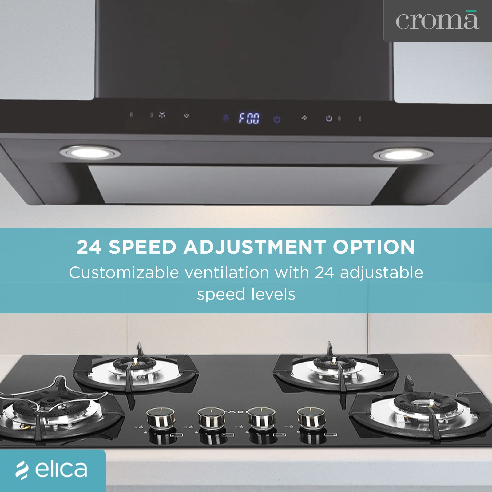 elica ISMART SPOT H4 EDS LTW 60 NERO 60cm Ducted Wall Mounted Chimney with Motion Sensor (Black)_12