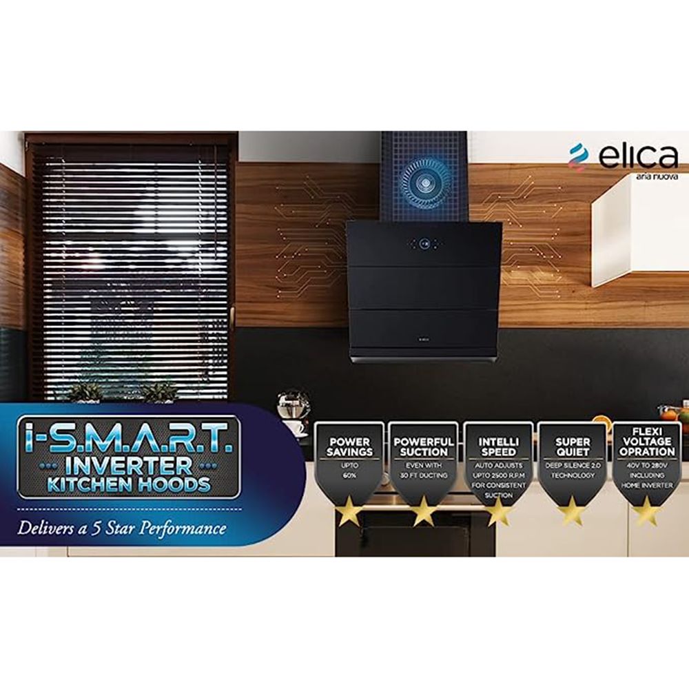 elica ISMART EFL HAC LTW 60 60cm Ductless Auto Clean Ceiling Mounted Chimney with Touch Control Panel (Black) elica ISMART EFL HAC LTW 60 60cm Ductless Auto Clean Ceiling Mounted Chimney with Touch Control Panel (Black)_11
