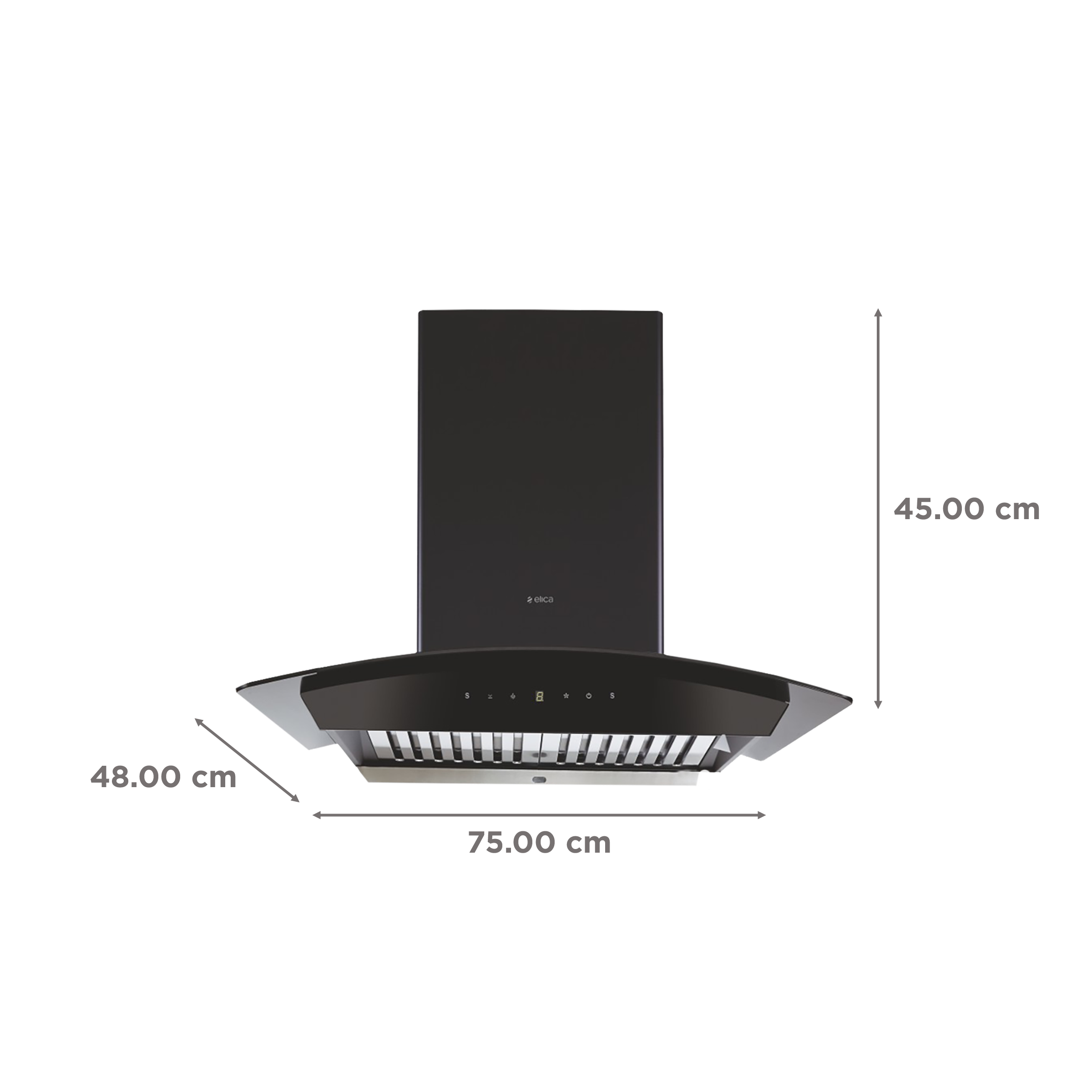 elica WDAT HAC 75 MS NERO 75cm 1200m3/hr Ducted Auto Clean Wall Mounted Chimney with Touch Control Panel (Matt Black) elica WDAT HAC 75 MS NERO 75cm 1200m3/hr Ducted Auto Clean Wall Mounted Chimney with Touch Control Panel (Matt Black)_2