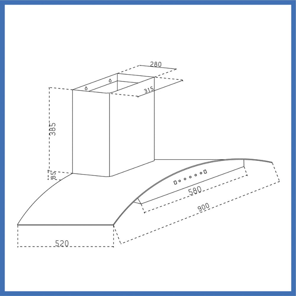 GLEN 6059 BL 90cm 1200m3/hr Ducted Auto Clean Wall Mounted Chimney with Touch Control Panel (Black)_6