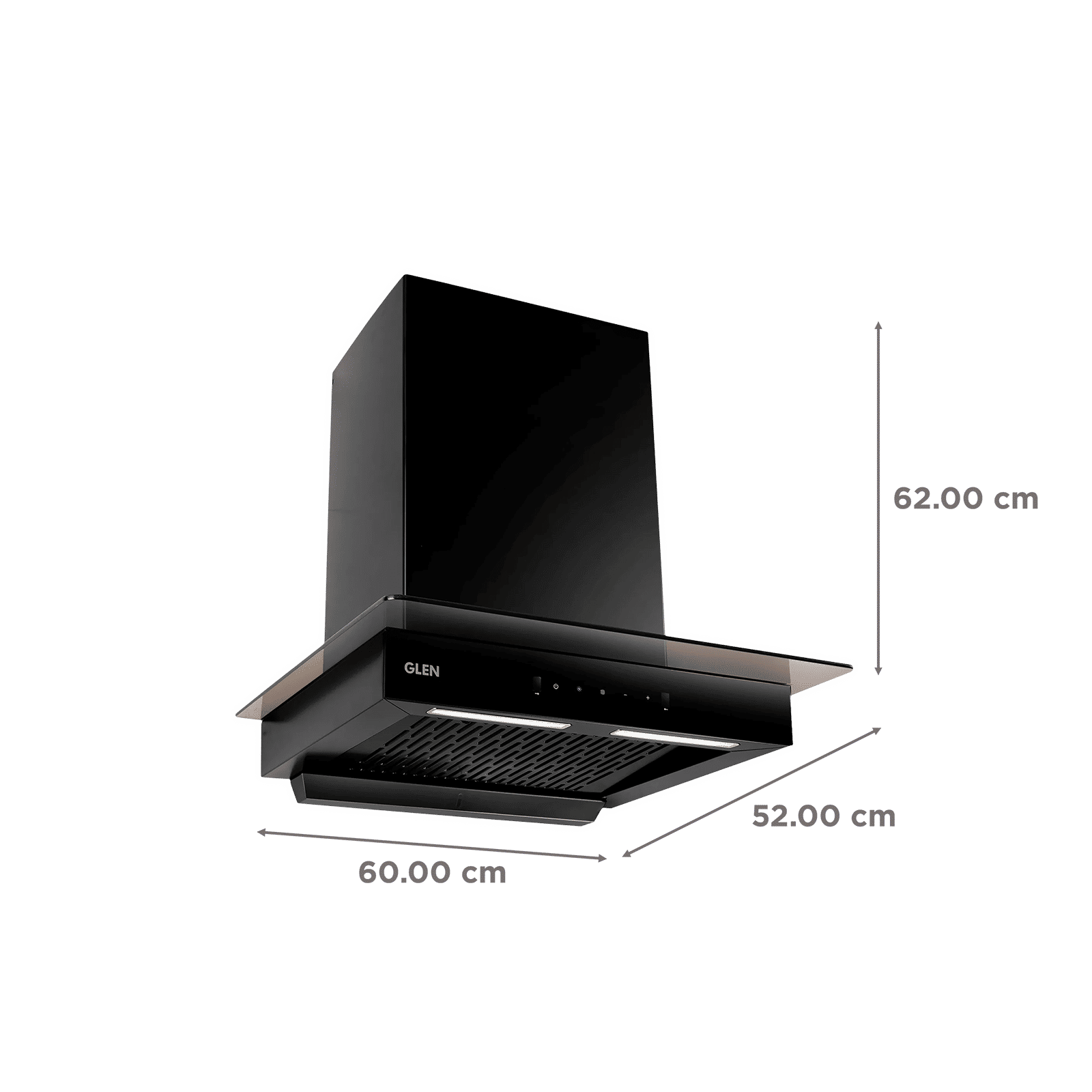 GLEN 6062 BL 60cm 1200m3/hr Ducted Auto Clean Wall Mounted Chimney with Touch Control Panel (Black)_2