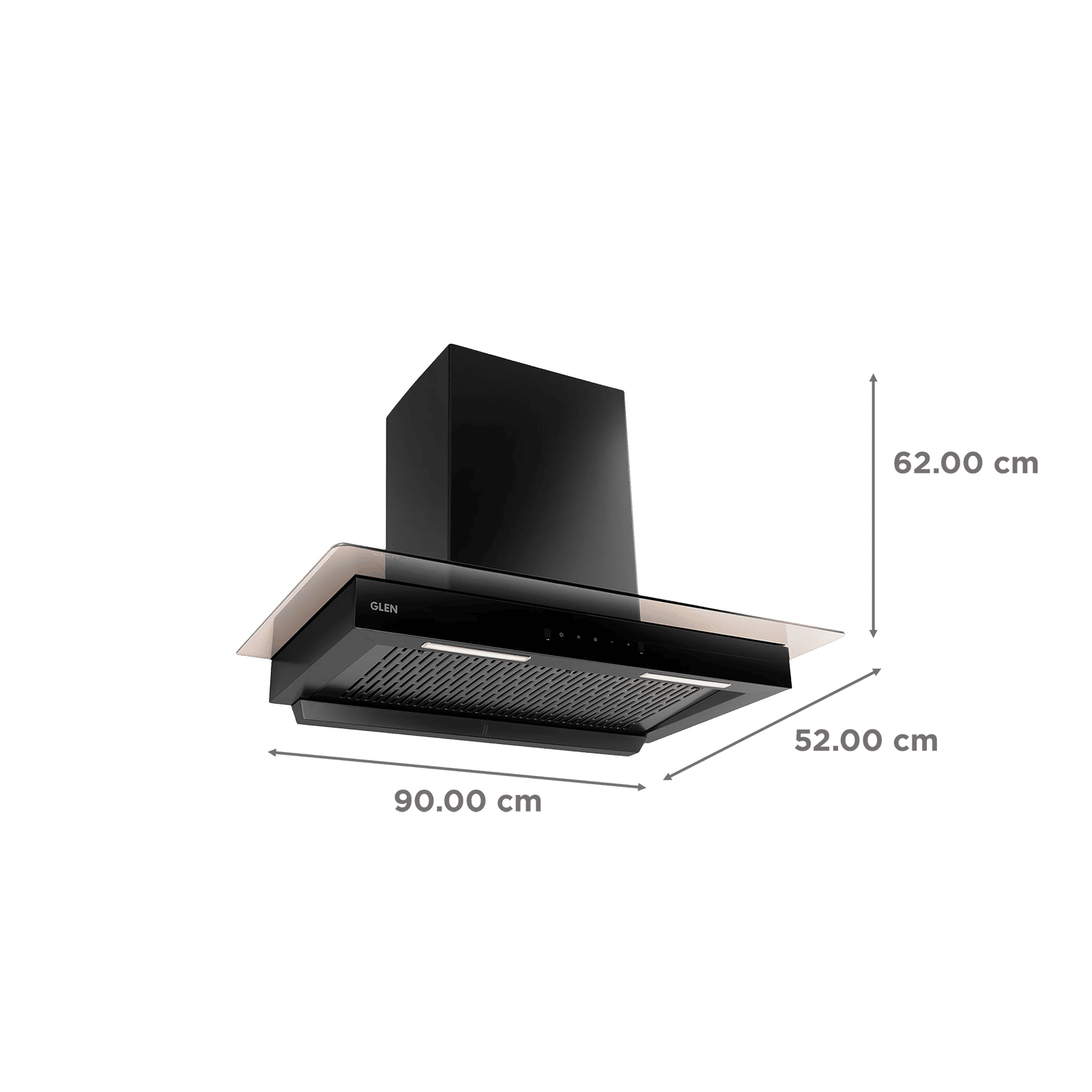 GLEN 6062 BL 90cm 1200m3/hr Ducted Auto Clean Wall Mounted Chimney with Touch Control Panel (Black)_2