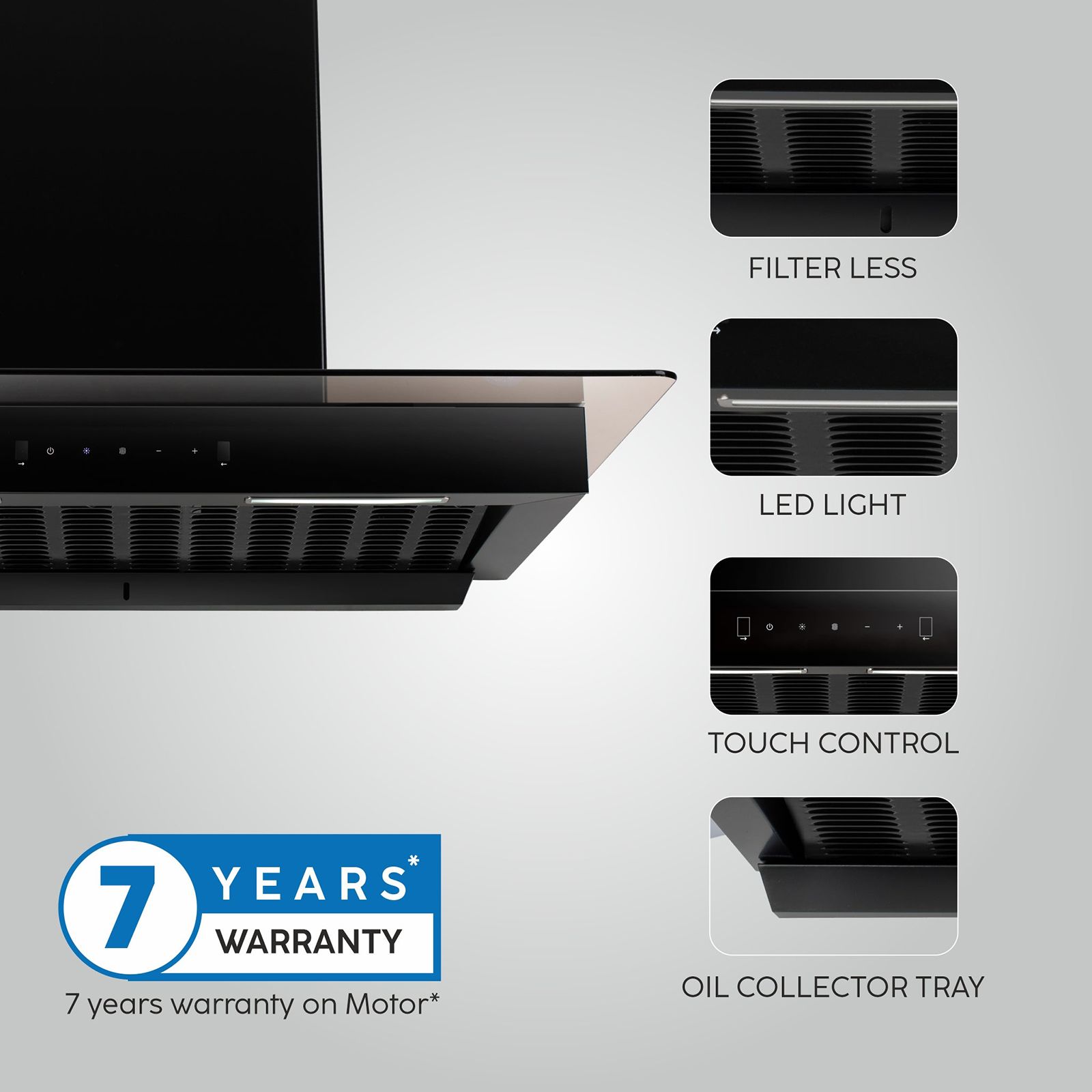 GLEN 6062 BL 90cm 1200m3/hr Ducted Auto Clean Wall Mounted Chimney with Touch Control Panel (Black)_7