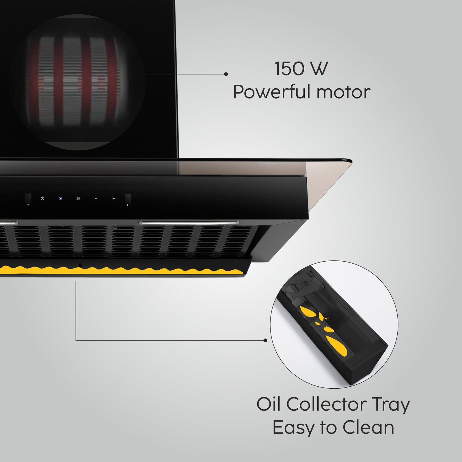 GLEN 6062 BL 90cm 1200m3/hr Ducted Auto Clean Wall Mounted Chimney with Touch Control Panel (Black)_8