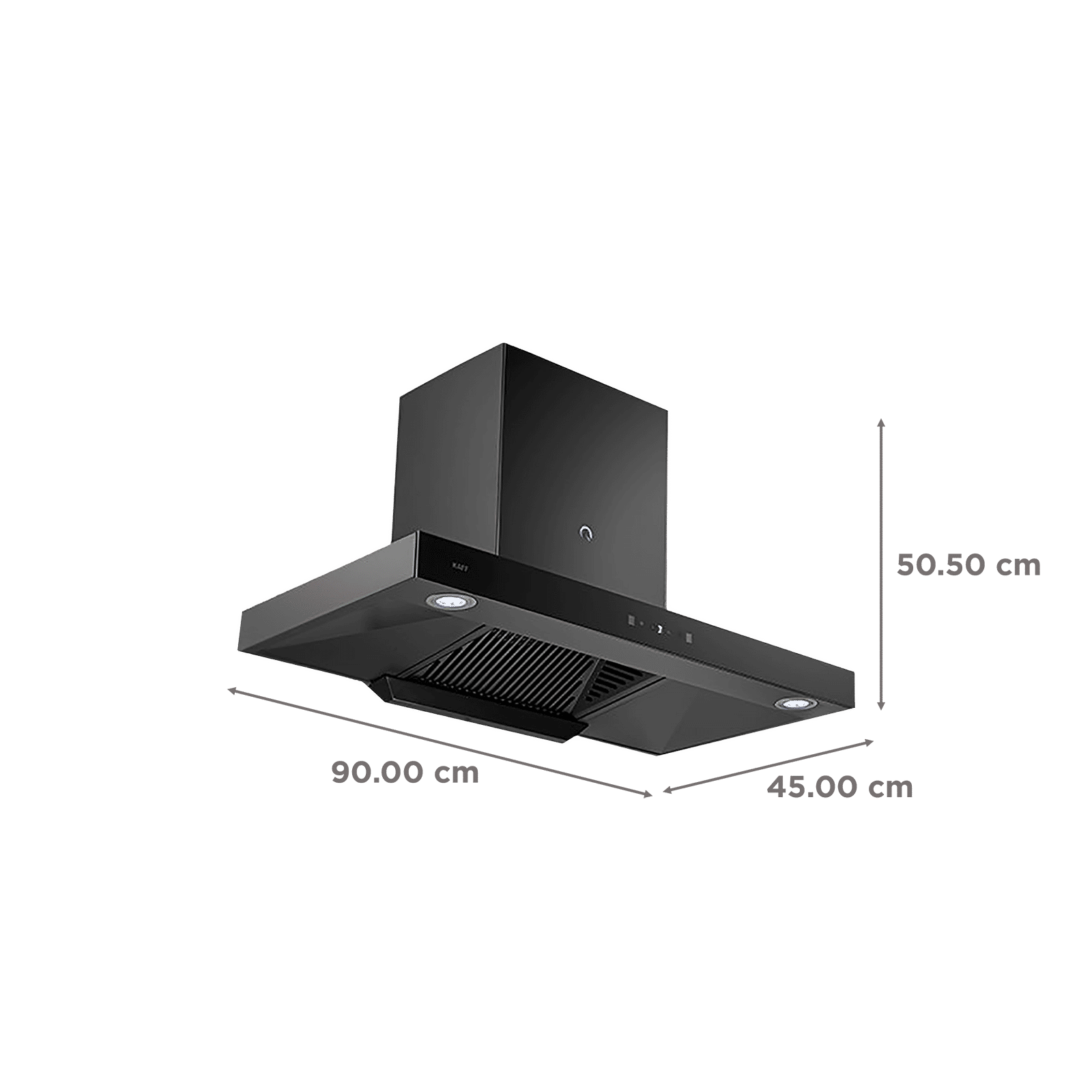 KAFF ELECTRA DHC BL 90cm 1180m3/hr Ducted Auto Clean Wall Mounted Chimney with Touch Control Panel (Black)_2