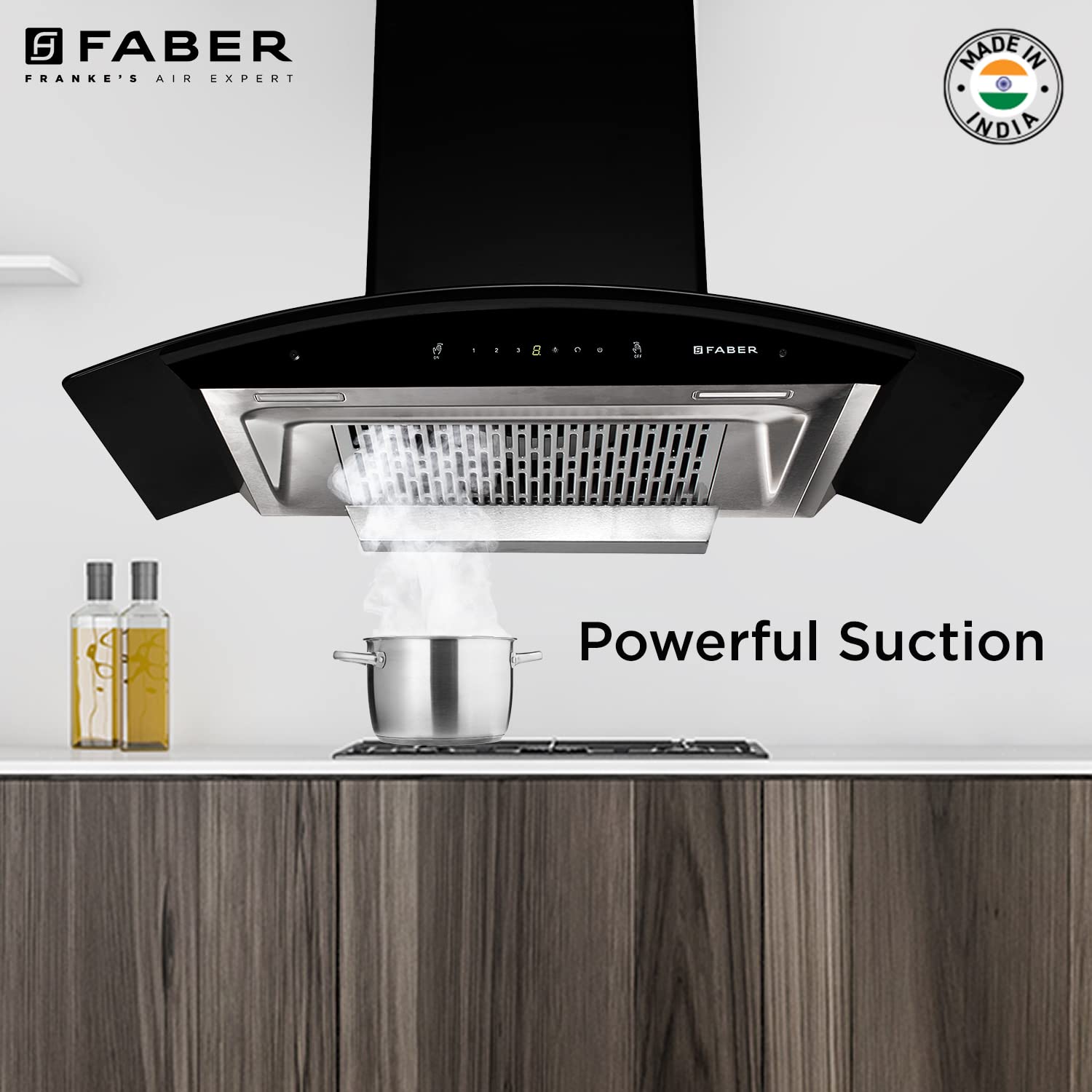 FABER EVEREST SMART IND HC SC BK 90cm 1250m3/hr Ducted Auto Clean Wall Mounted Chimney with Touch Control Panel (Black) FABER EVEREST SMART IND HC SC BK 90cm 1250m3/hr Ducted Auto Clean Wall Mounted Chimney with Touch Control Panel (Black)_10