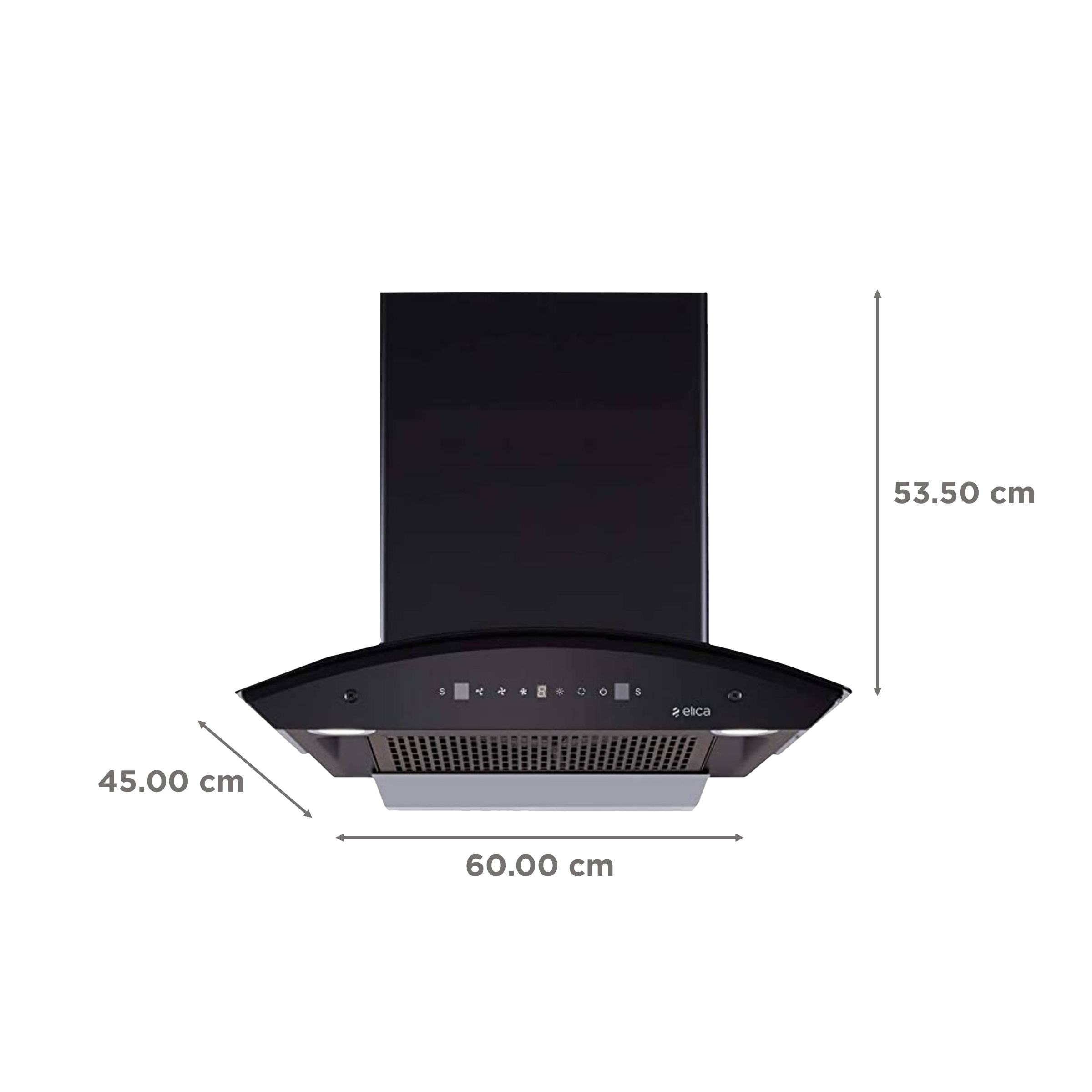 elica FLCG 600 HAC LTW MS NERO 60cm 1350m3/hr Ducted Auto Clean Wall Mounted Chimney with Touch Control Panel (Black) elica FLCG 600 HAC LTW MS NERO 60cm 1350m3/hr Ducted Auto Clean Wall Mounted Chimney with Touch Control Panel (Black)_2