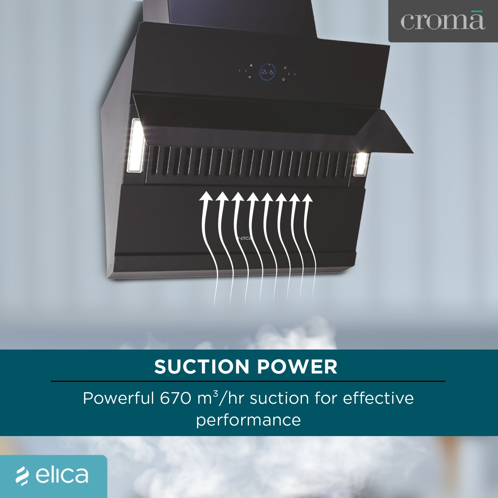 elica ISMART EFL 75 HAC LTW 75cm Ductless Auto Clean Wall Mounted Chimney with Powerful Suction (Black)_5