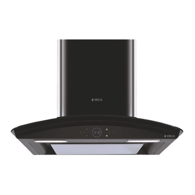 elica ISMART GLACE EDS LTW 75 NERO 75cm Ductless Wall Mounted Chimney with Capacitive Touch Controls (Black)