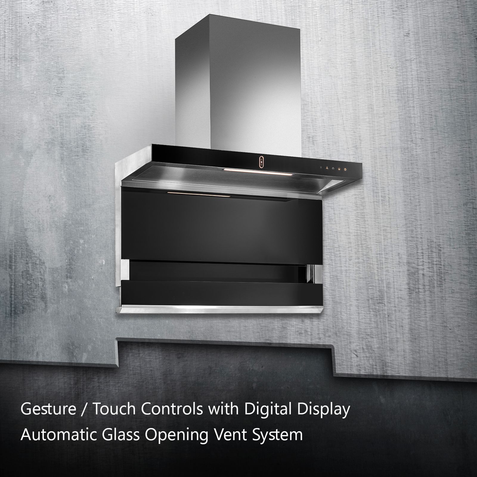 KAFF FALMARC DHC 90-A 90cm 1350m3/hr Ducted Auto Clean Wall Mounted Chimney with Touch & Gesture Control (Black)_8