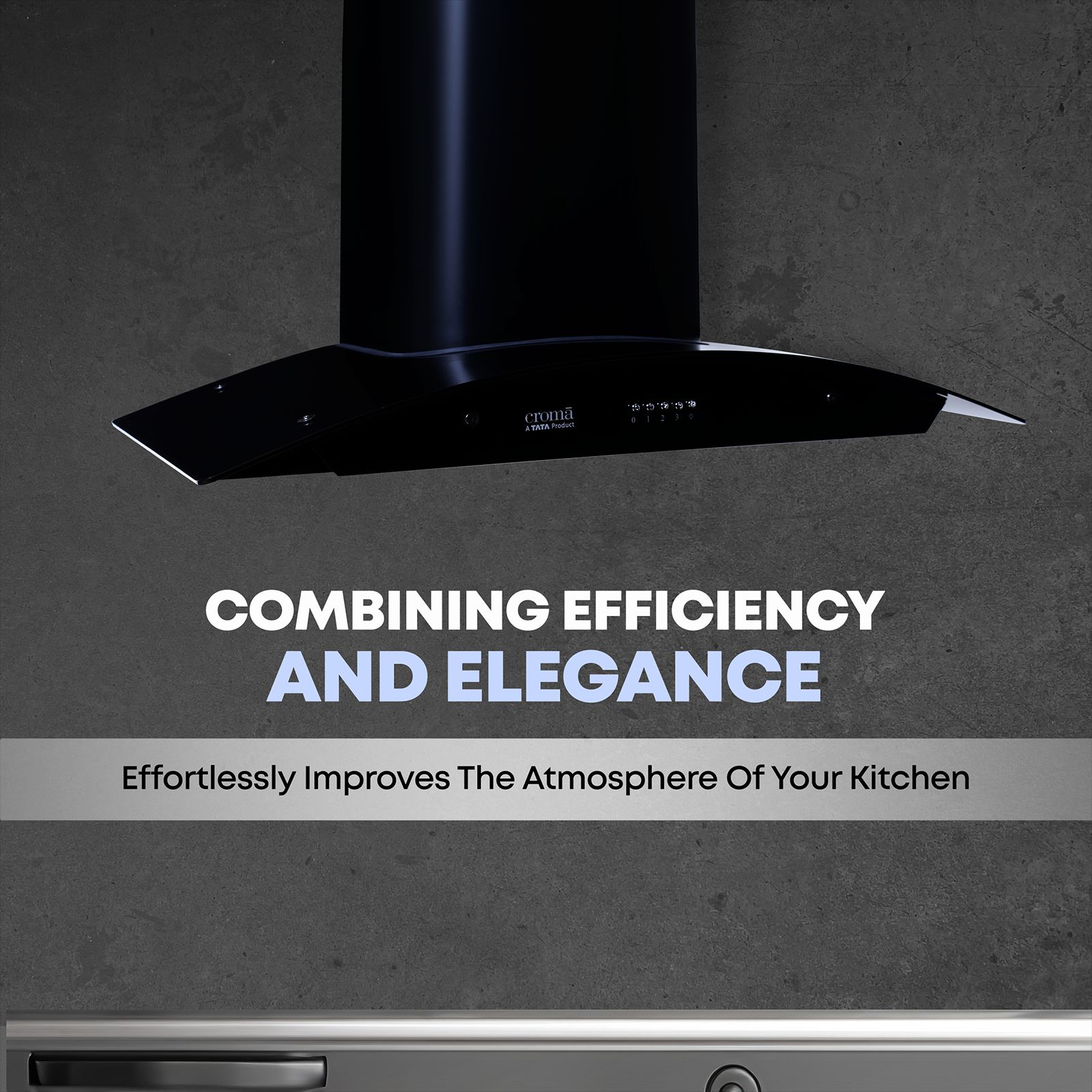 Croma Advencio 90cm 1300m3/hr Ducted Wall Mounted Chimney with Push Button Control (Black)_3
