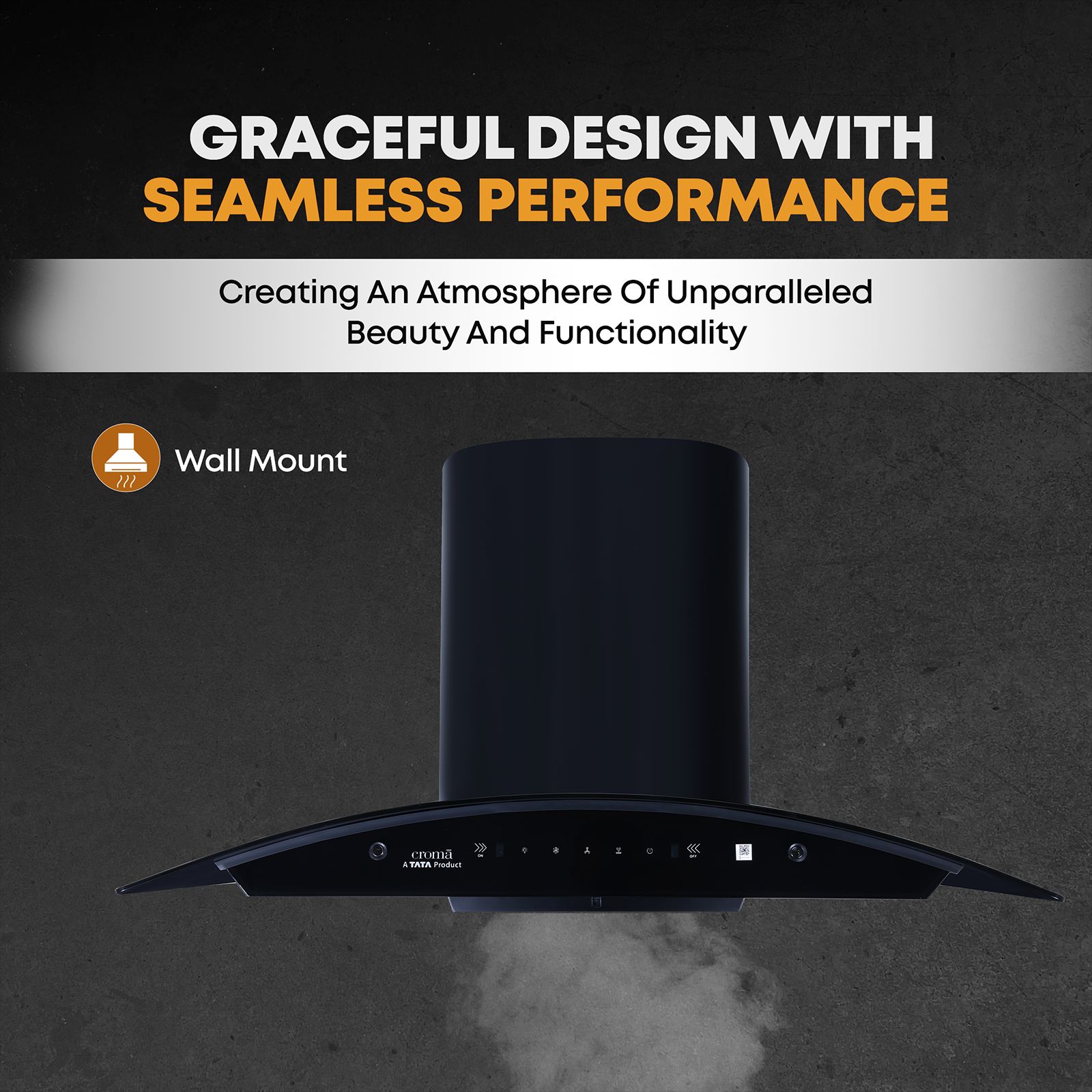 Croma 90cm 1300m3/hr Ducted Auto Clean Wall Mounted Chimney with Touch & Gesture Control (Black)_5