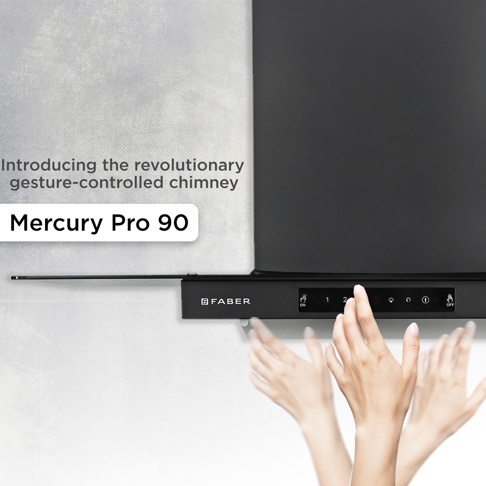 FABER Mercury Pro HC SC FL BK 90cm 1200m3/hr Ducted Auto Clean Wall Mounted Chimney with Touch Control Panel (Black)_12